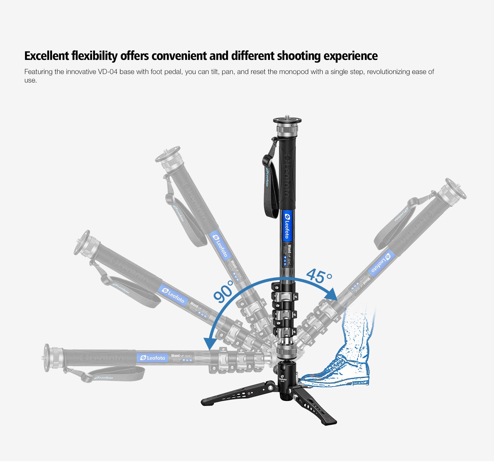 Leofoto MF-324C + VD-04 Upgraded Video Monopod System with Base Support Kit