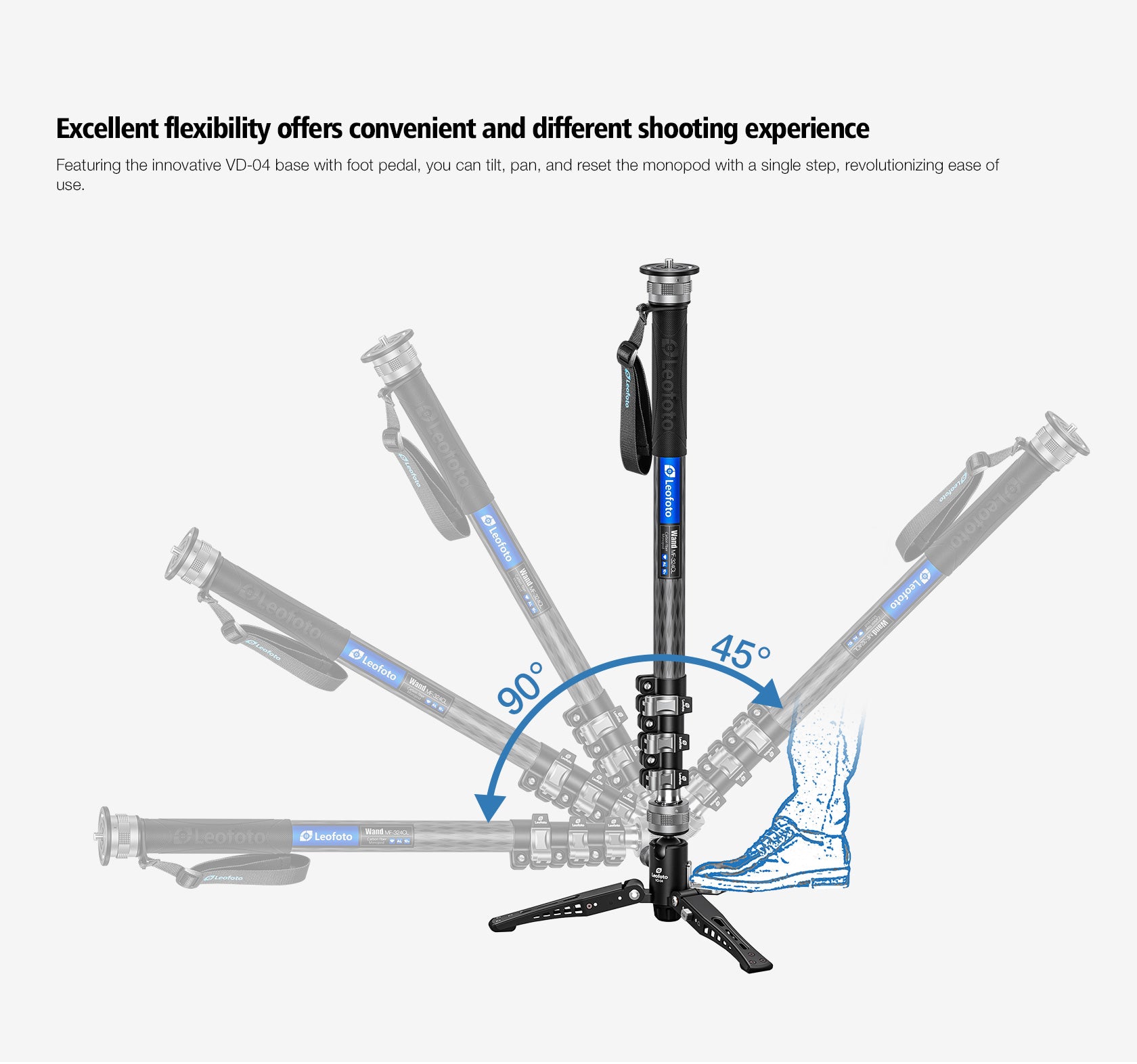 Leofoto MF-324CL(Long) + VD-04 + BV-10 Upgraded Video Monopod System with Base Support Kit and Fluid Video Head