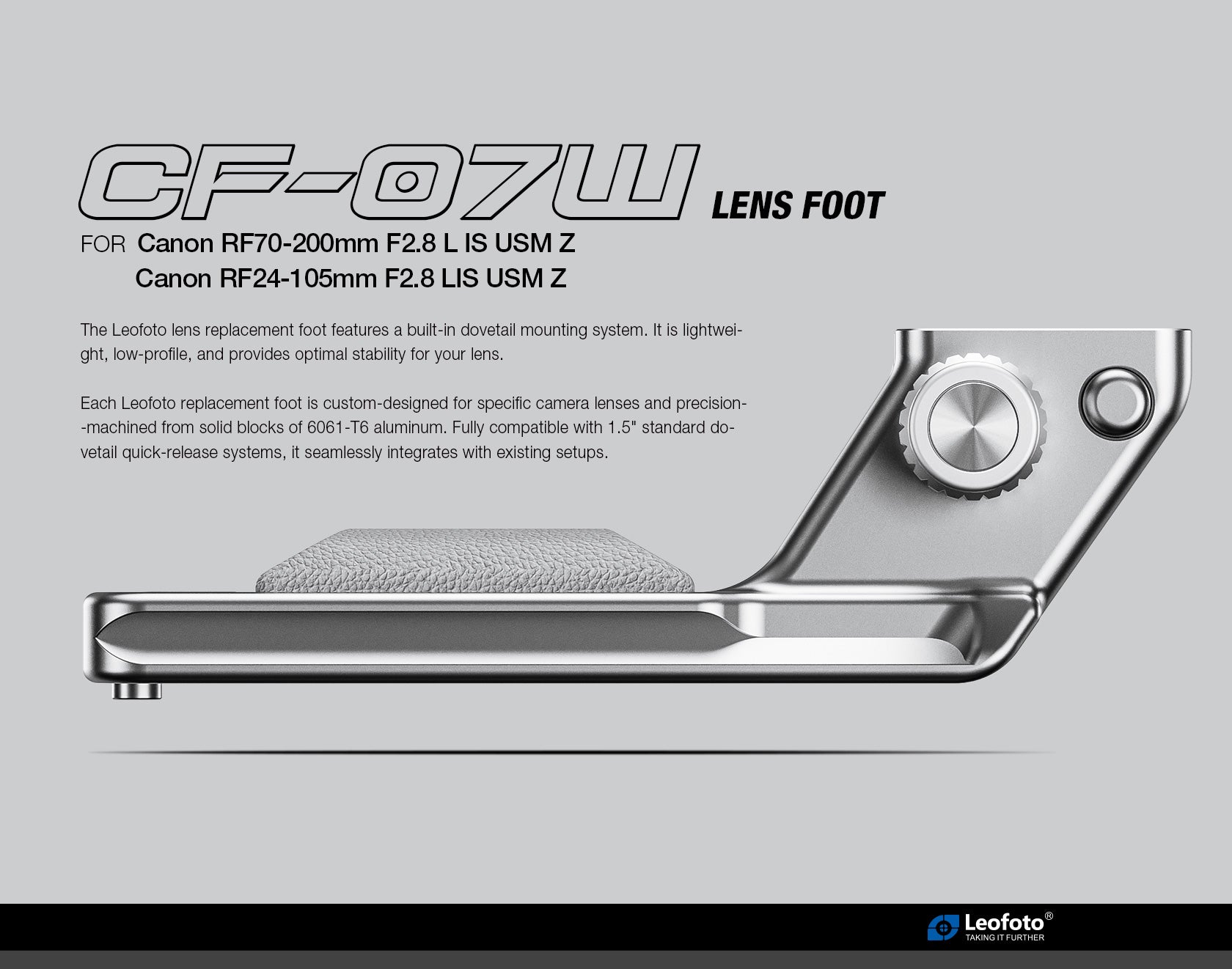 Leofoto CF-07/W Replacement Foot for Canon RF70-200mm F2.8 L IS USM Z / RF24-105mm F2.8 LIS USM Z