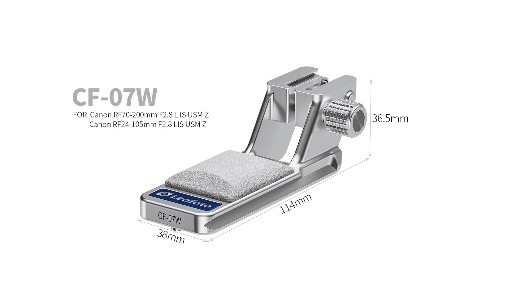 Leofoto CF-07/W Replacement Foot for Canon RF70-200mm F2.8 L IS USM Z / RF24-105mm F2.8 LIS USM Z