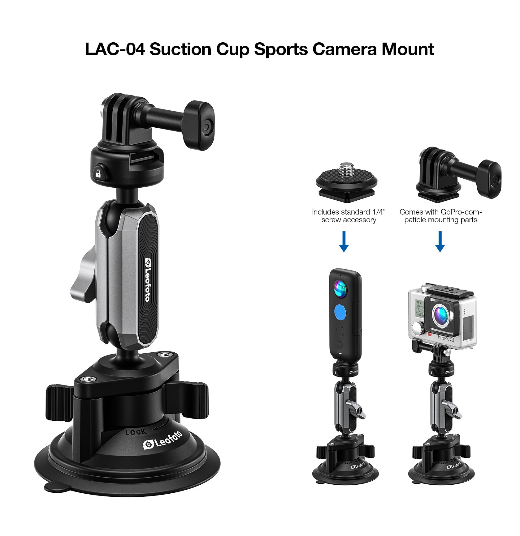 Leofoto LAC-04 Suction Cup Sports Camera Mount