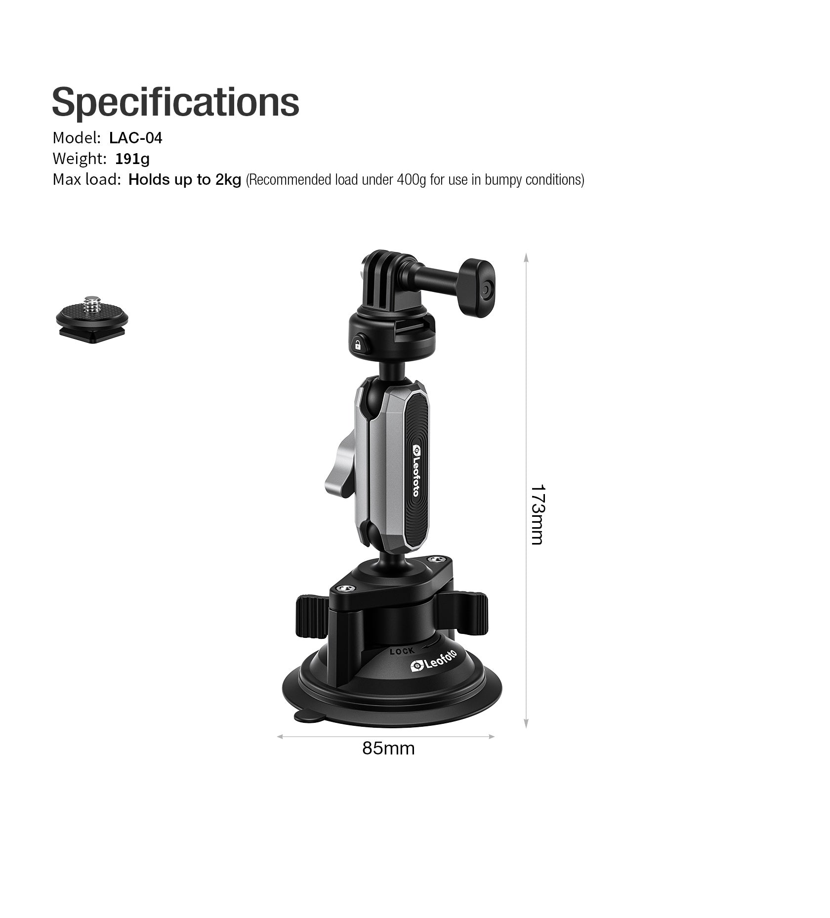 Leofoto LAC-04 Suction Cup Sports Camera Mount
