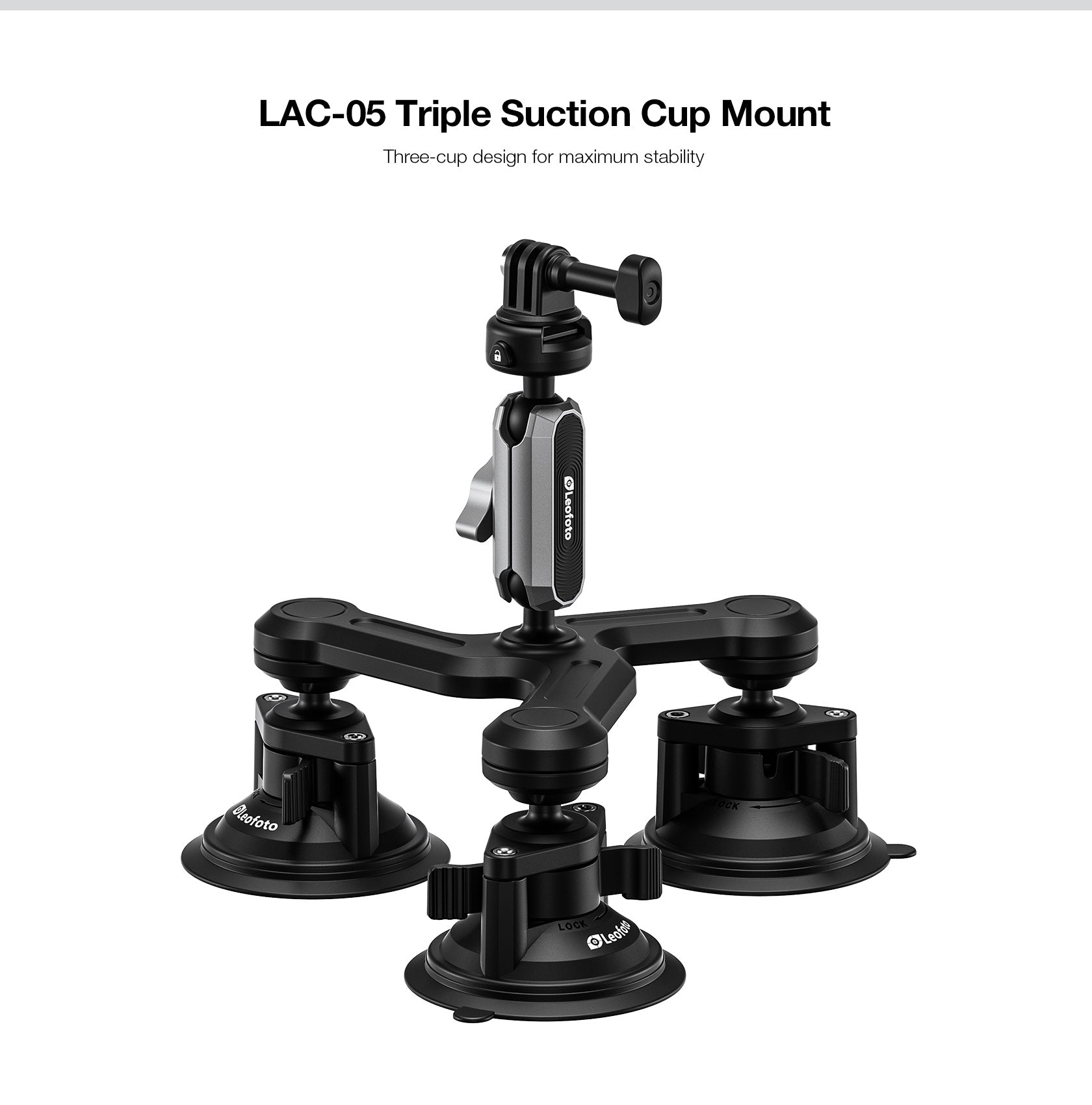 Leofoto LAC-05 Triple Suction Cup Sports Camera Mount