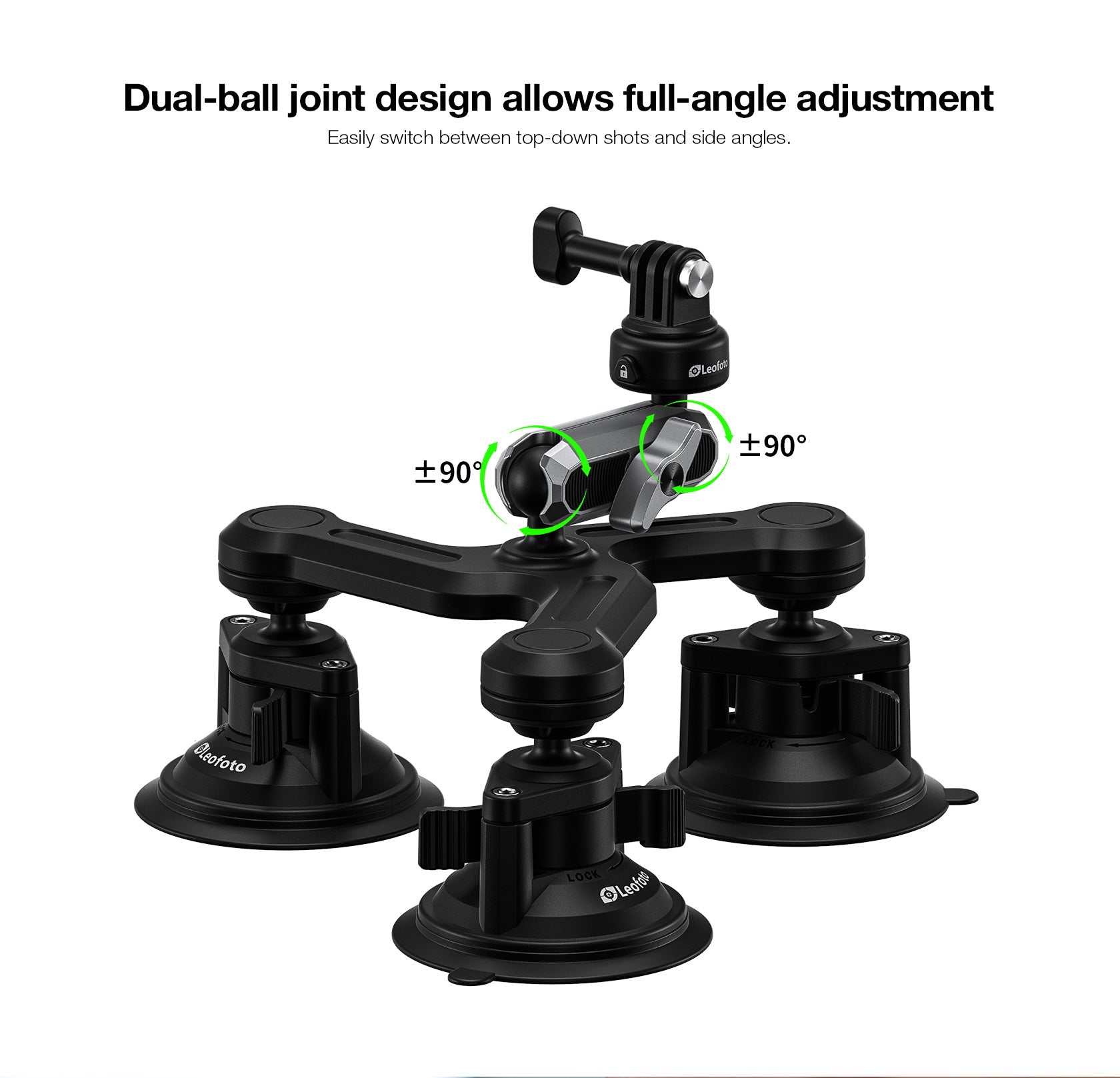 Leofoto LAC-05 Triple Suction Cup Sports Camera Mount