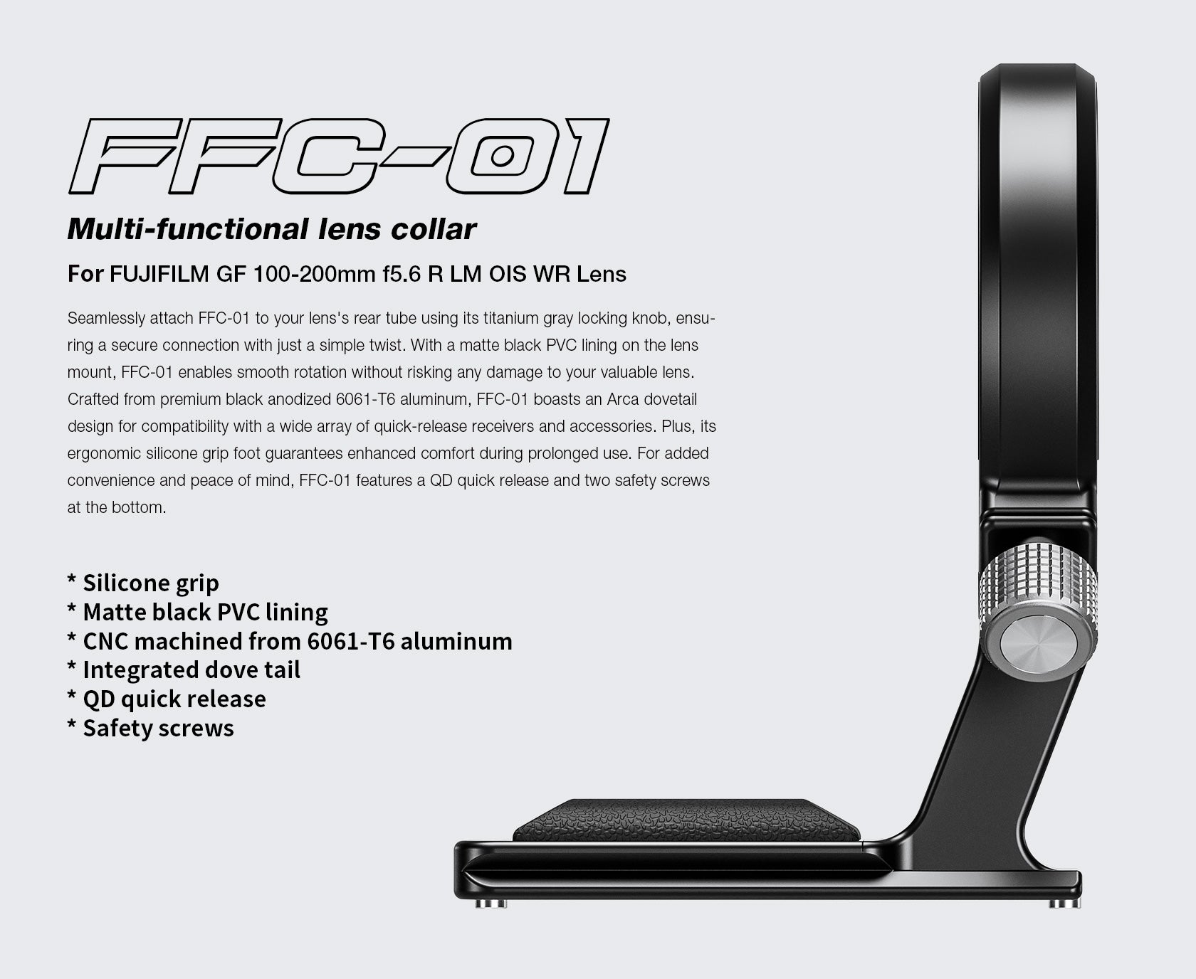 Leofoto FFC-01 Replacement Foot for For Fujifilm GF 100-200mm f5.6 R LM OIS WR Lens