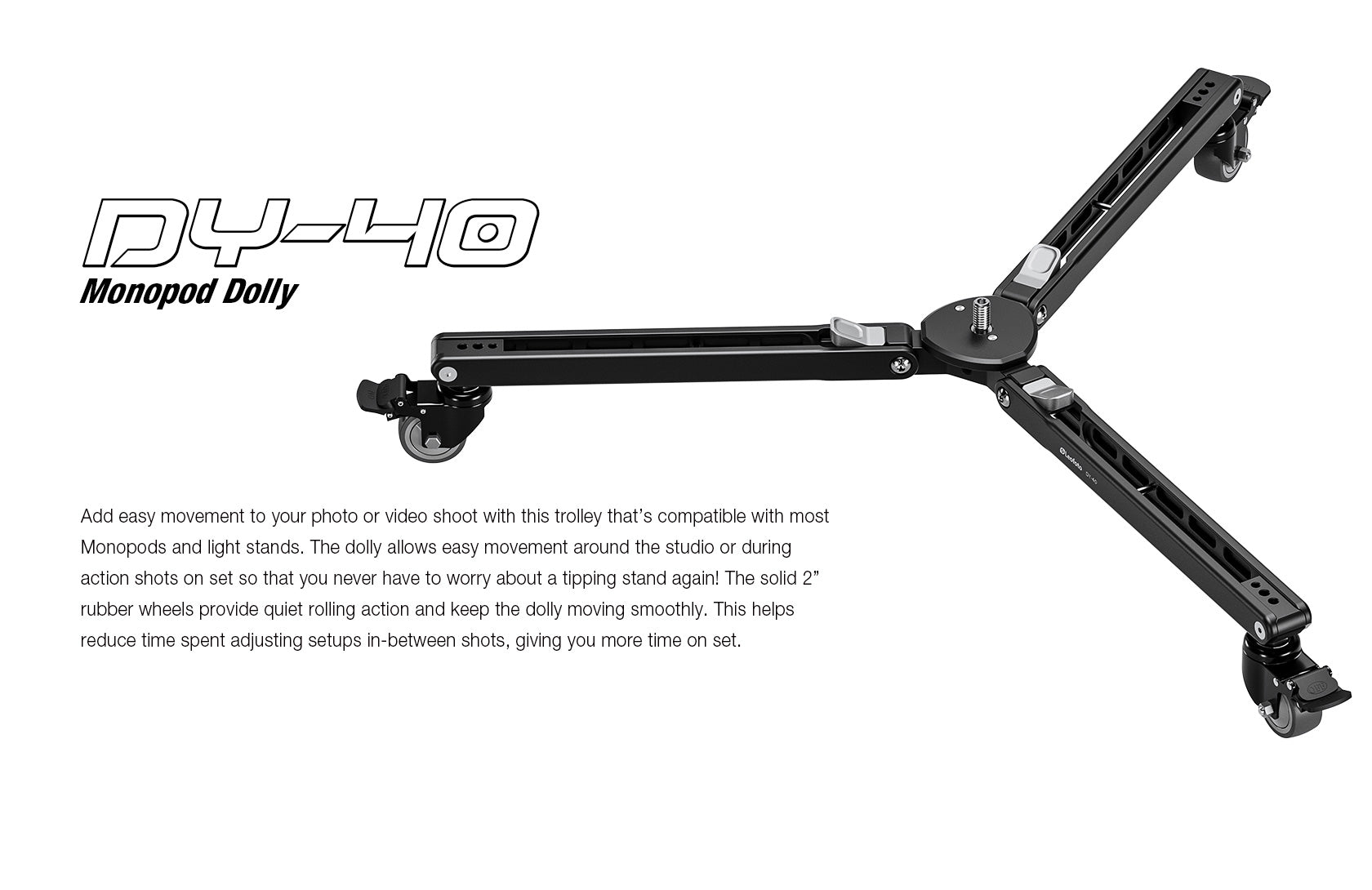 Leofoto DY-40 Monopod Dolly with Lockable Wheels & Tripod Conversion
