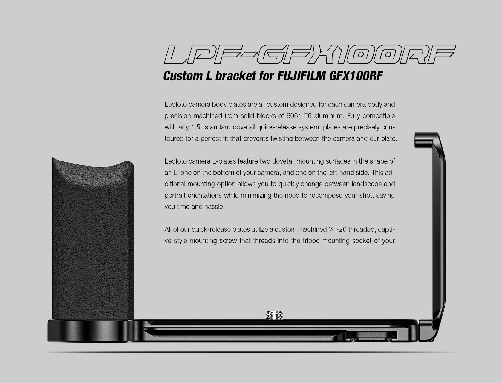 Leofoto LPF-GFX100RF L Plate for Fujifilm GFX100RF | Arca Compatible