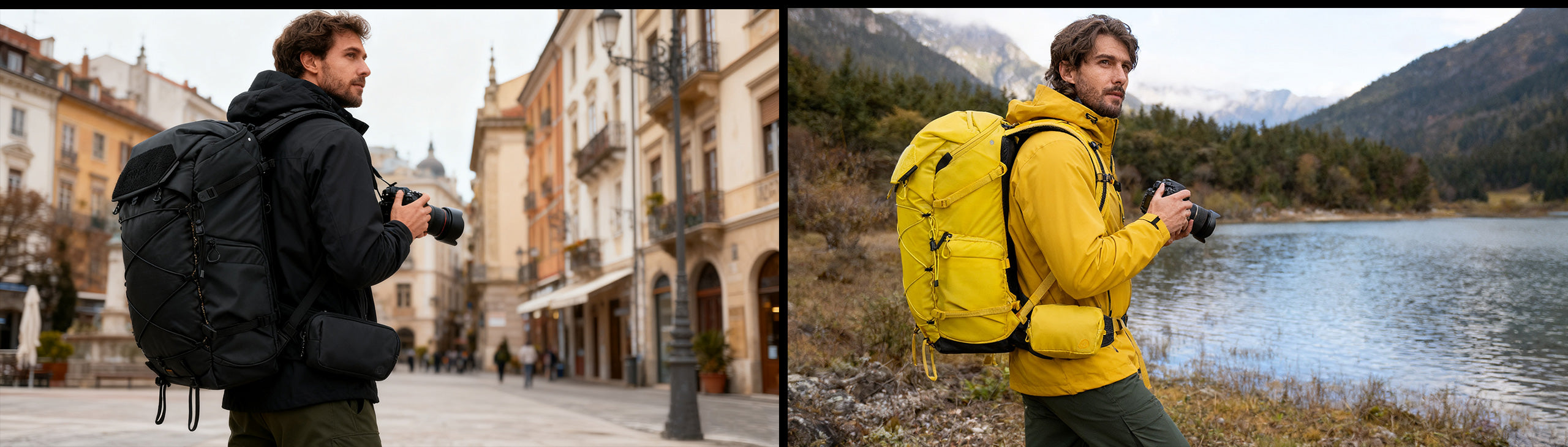 Leofoto 35L All-in-One Travel & Outdoor Camera Backpack (Black / Yellow / Green)