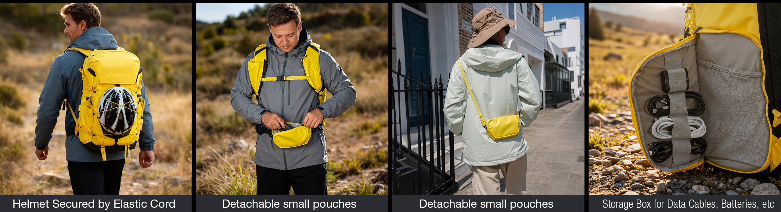 Leofoto 35L All-in-One Travel & Outdoor Camera Backpack (Black / Yellow / Green)