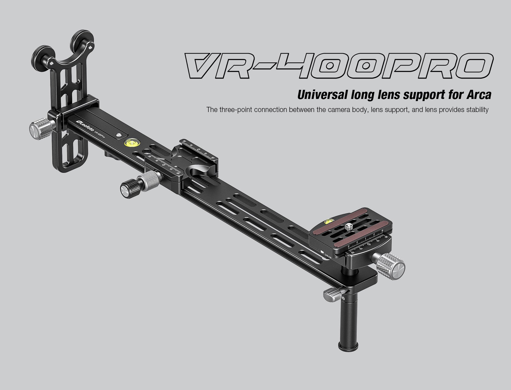Leofoto VR-400Pro 400mm Three-Pivot Long Lens Support with Extended Rail for Arca
