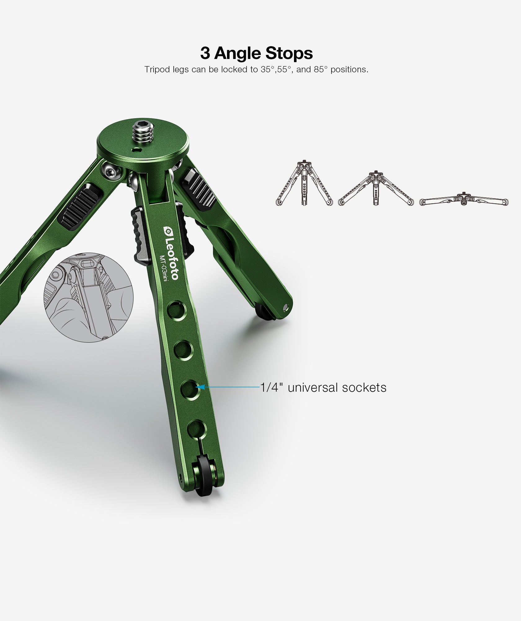 Leofoto MT-03 Mini Spider Folding Tabletop Tripod Kit with MBH-20 Ball
