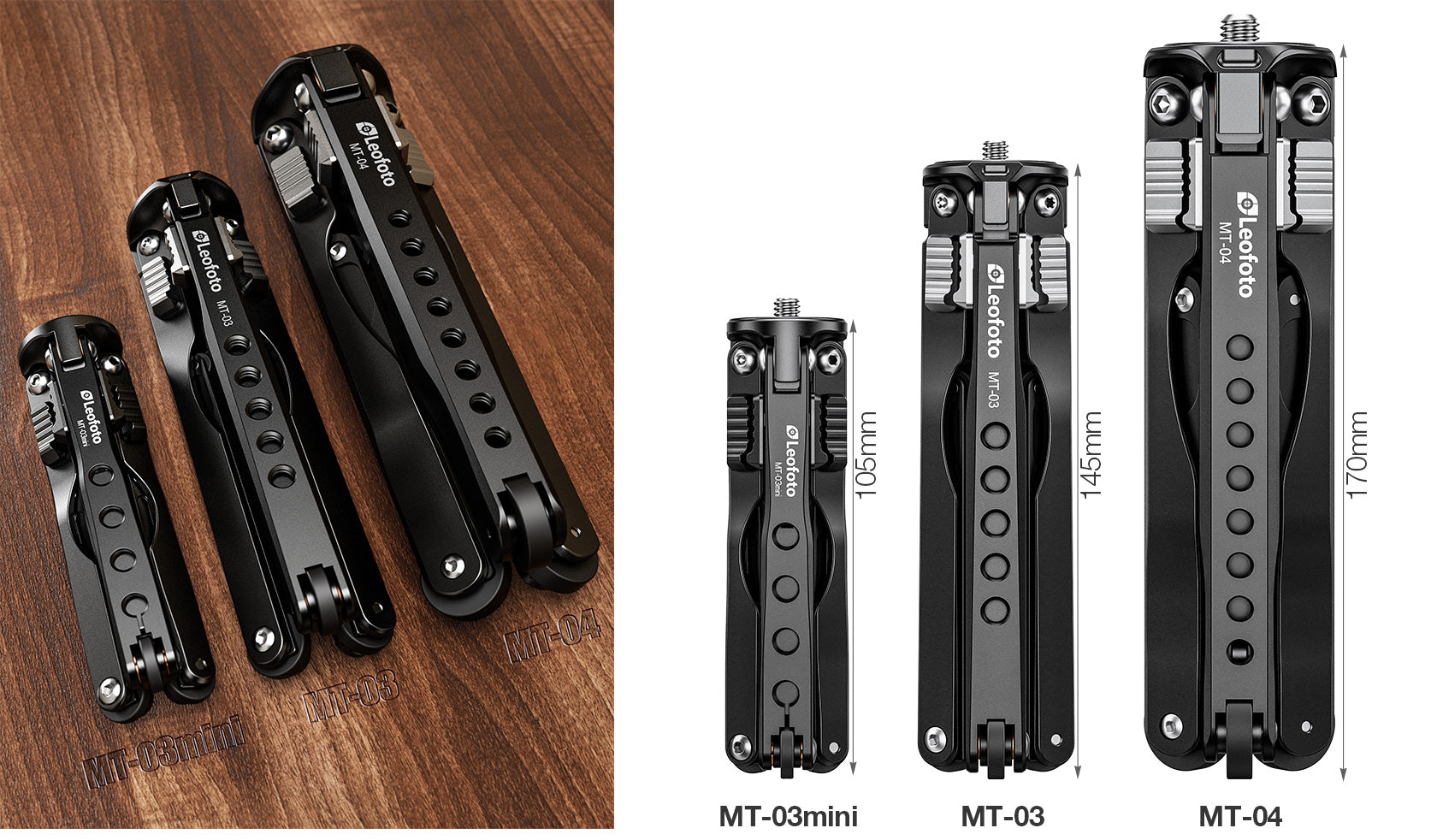 Leofoto MT-03 Mini Spider Folding Tabletop Tripod Kit with MBH-20 Ball Head (4 Colors)