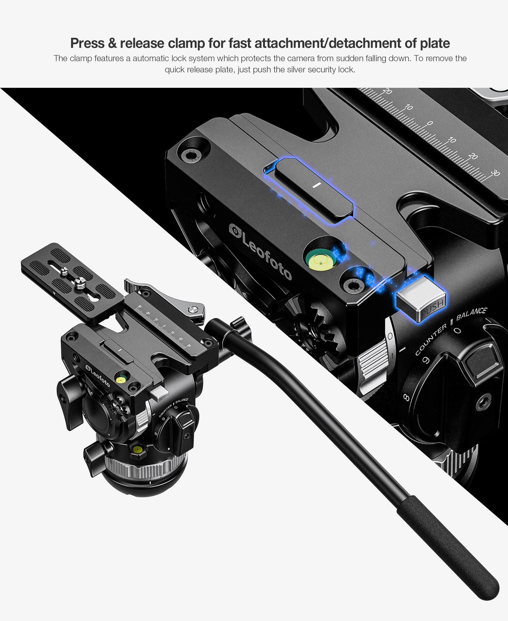 Leofoto FH-5L Lever-Release Professional Fluid Video Head (75mm Bowl & 3/8" Flat Base) - Arca Standard