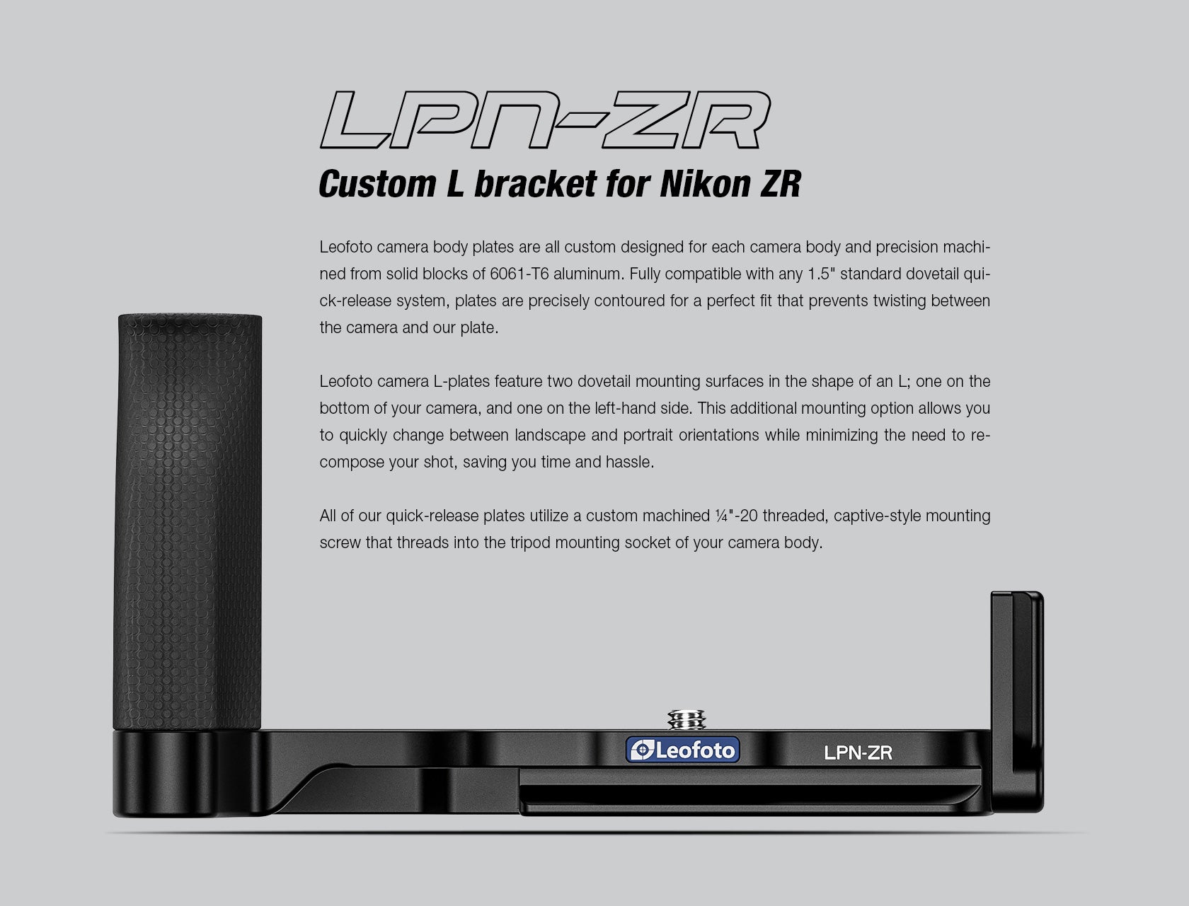 Leofoto LPN-ZR L Plate for Nikon ZR | Arca Compatible