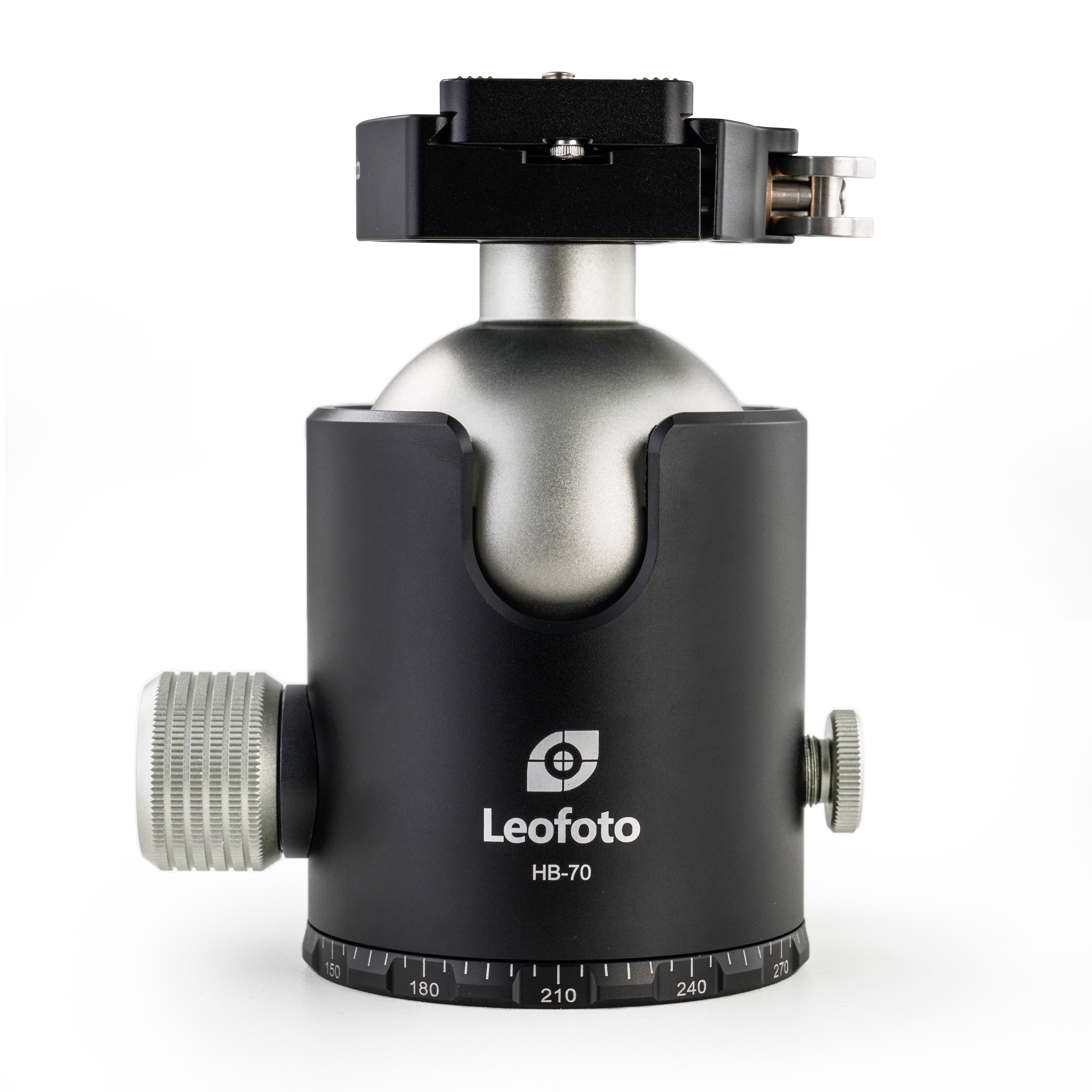 Leofoto HB-70LR (Lever-Release Clamp) 70mm Pro Heavy-Duty Ball Head with Quick Release Plate | Max Load 88lb