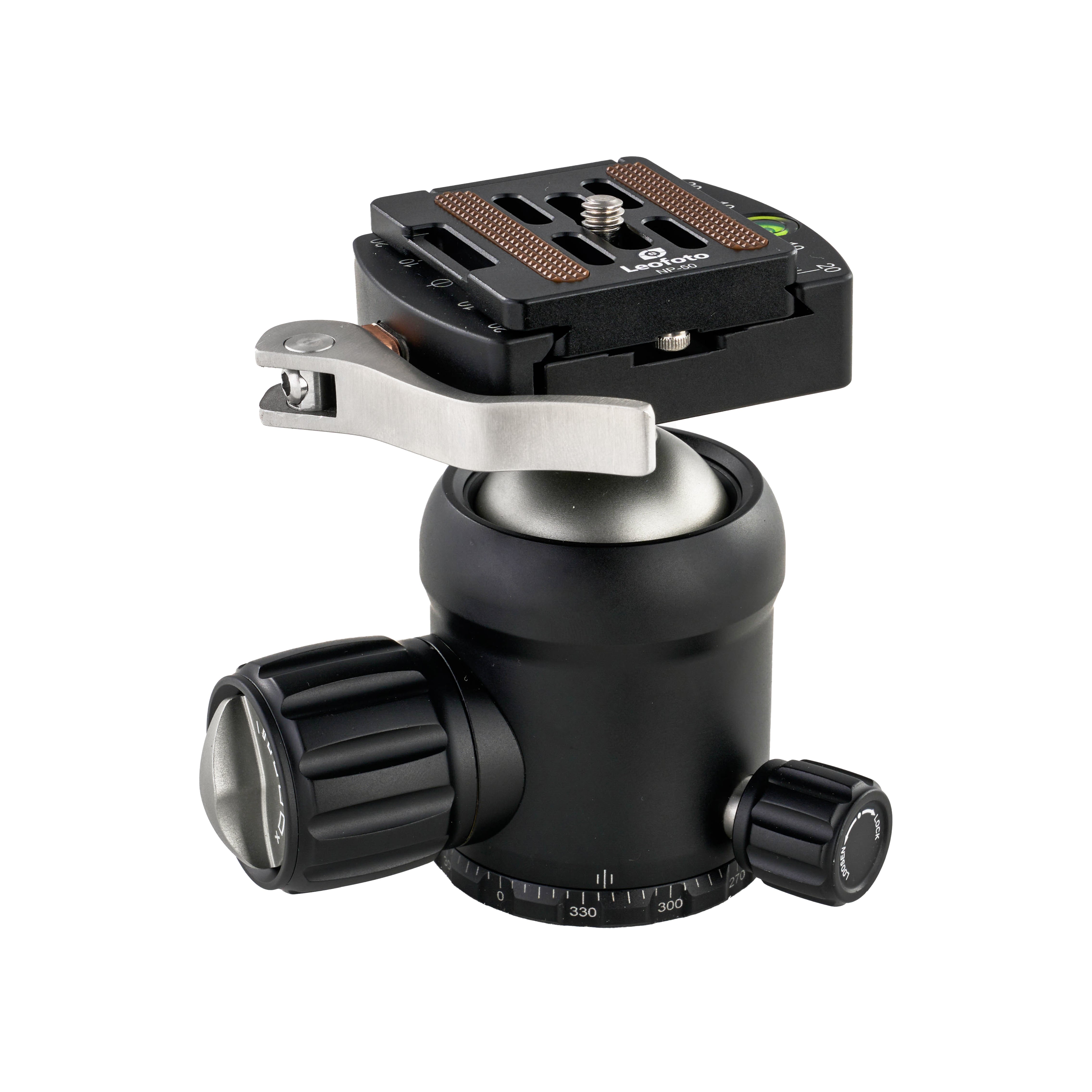 Leofoto NB-34LR Pro Ball Head with Lever-Release Clamp and NP-50 QR Plate | Arca Compatible