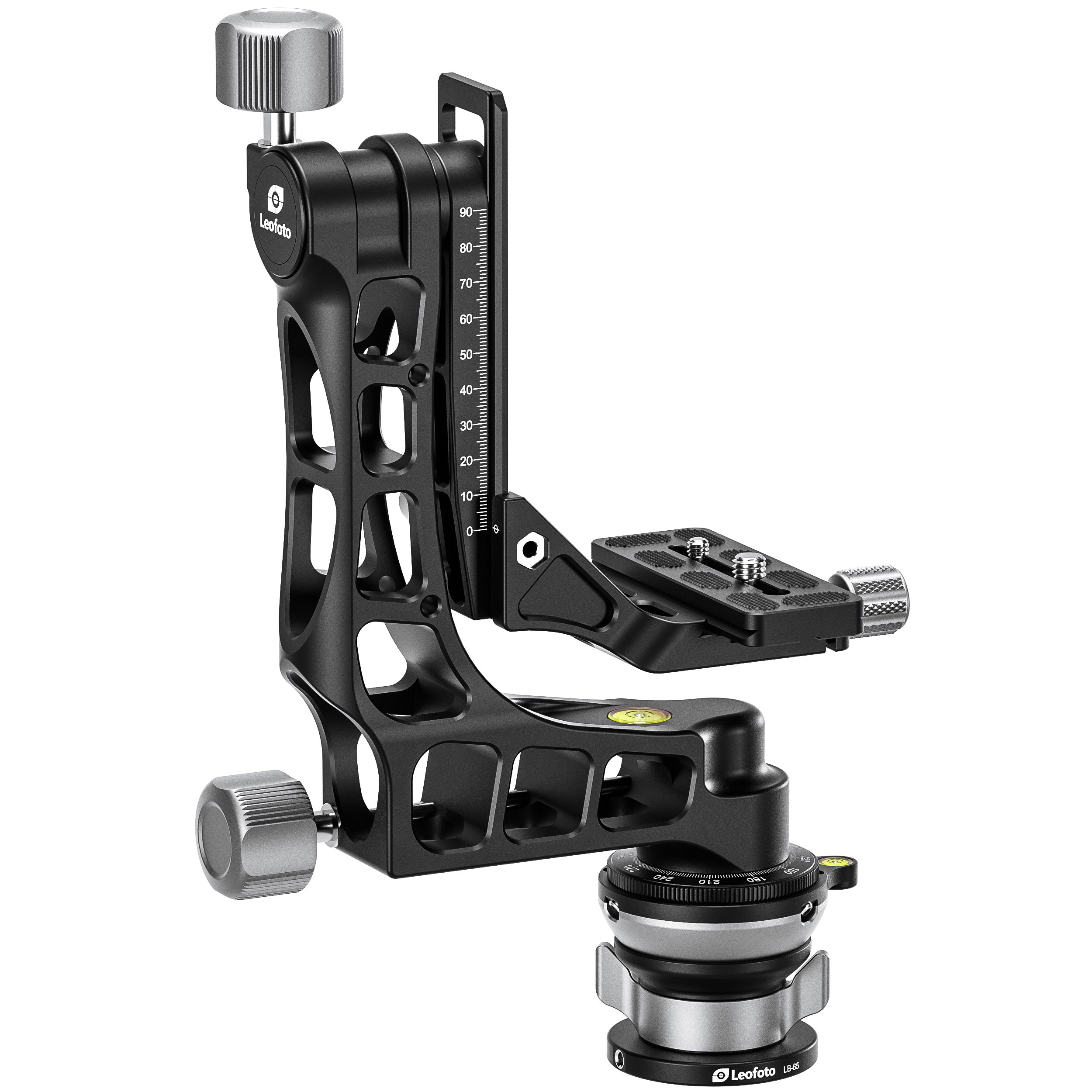 Leofoto PG-1 + LB-65 Lightweight Heavy Duty Gimbal Tripod Head & 65mm Leveling Base Combo