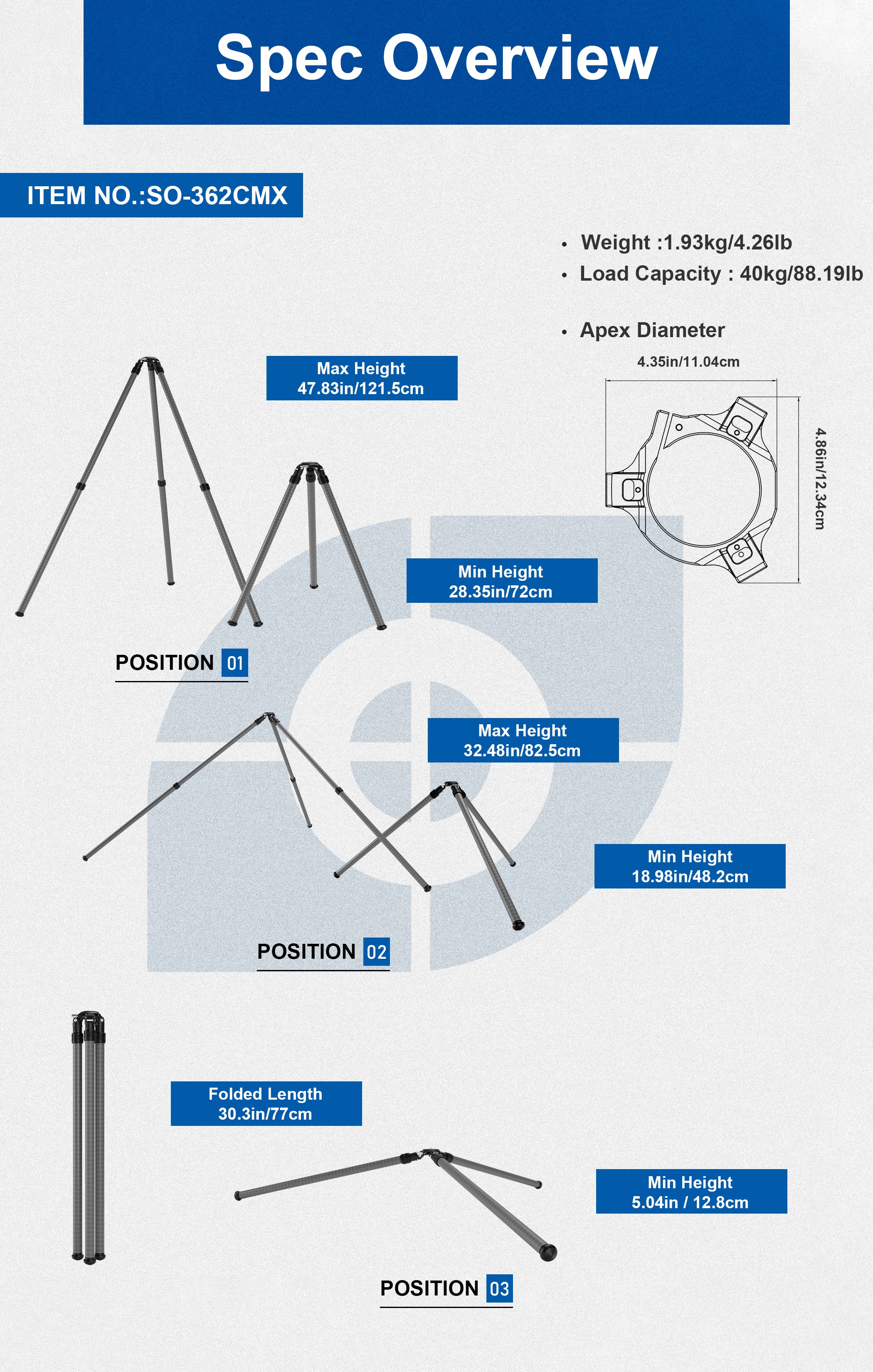 Leofoto SO-362CX Inverted Outdoors Series Carbon Fiber Tripod with 75mm Bowl + Platform