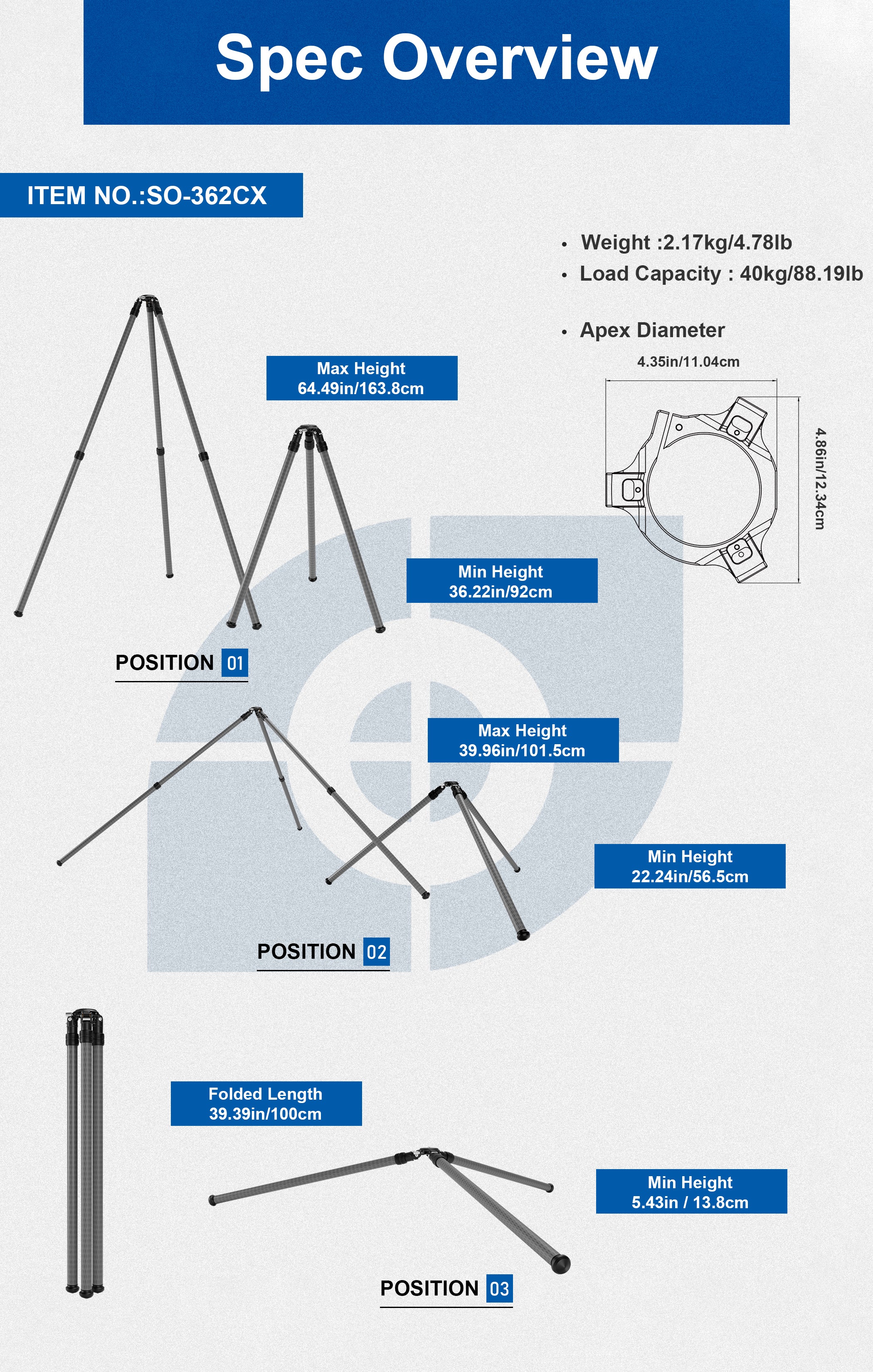 Leofoto SO-362CX Inverted Outdoors Series Carbon Fiber Tripod with 75mm Bowl + Platform