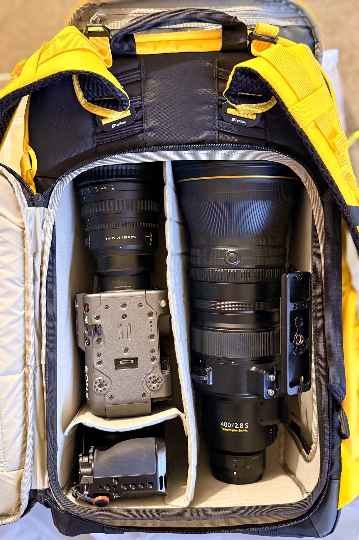 Leofoto 35L All-in-One Travel & Outdoor Camera Backpack (Black / Yellow / Green)