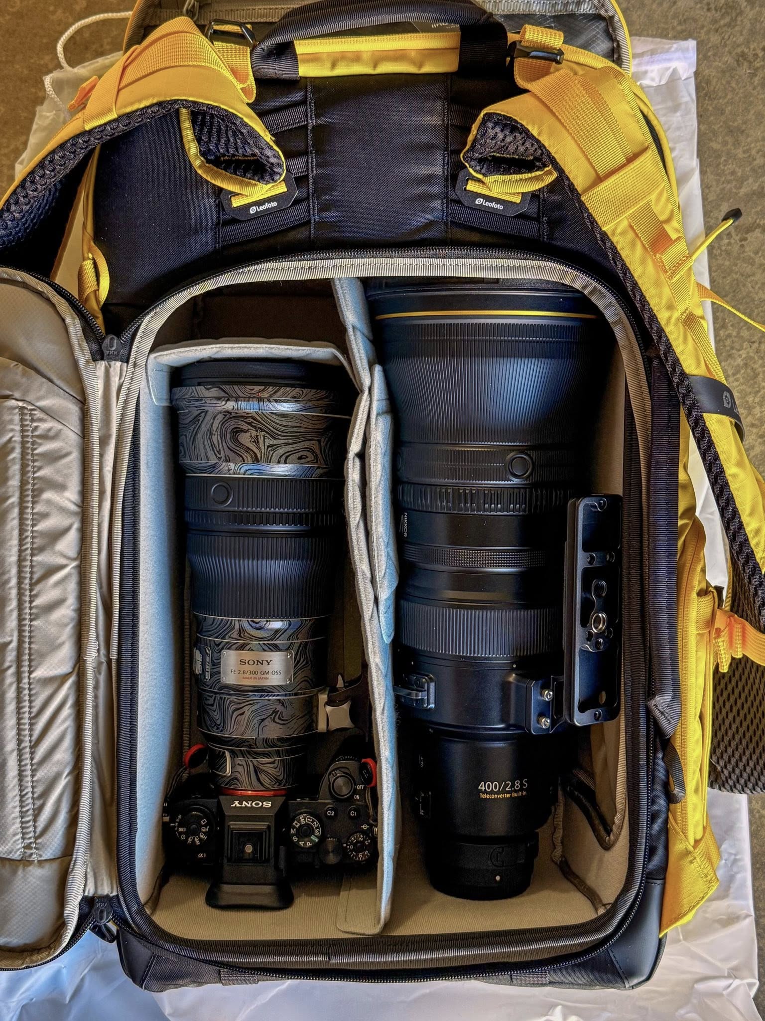 Leofoto 35L All-in-One Travel & Outdoor Camera Backpack (Black / Yellow / Green)