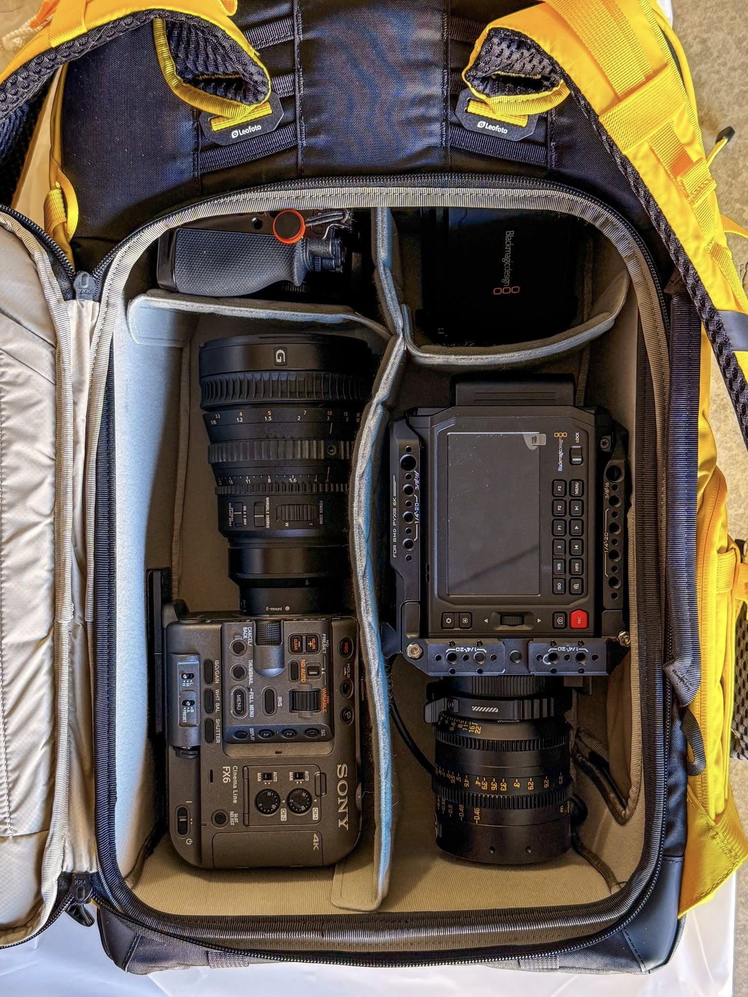 Leofoto 35L All-in-One Travel & Outdoor Camera Backpack (Black / Yellow / Green)