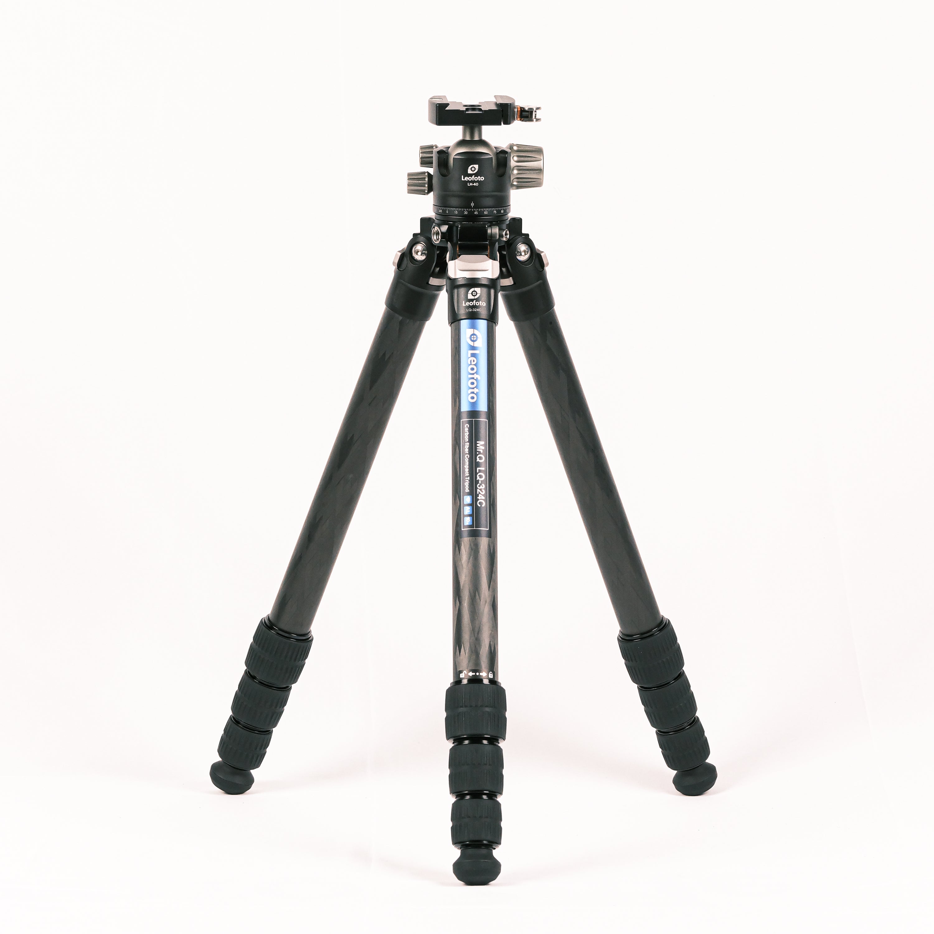 Leofoto LQ-324C Premium Carbon Fiber Tripod + LH-40/LR Low-Profile Ballhead  with Quick Swap Center Column+Apex Platform and Tripod Bag