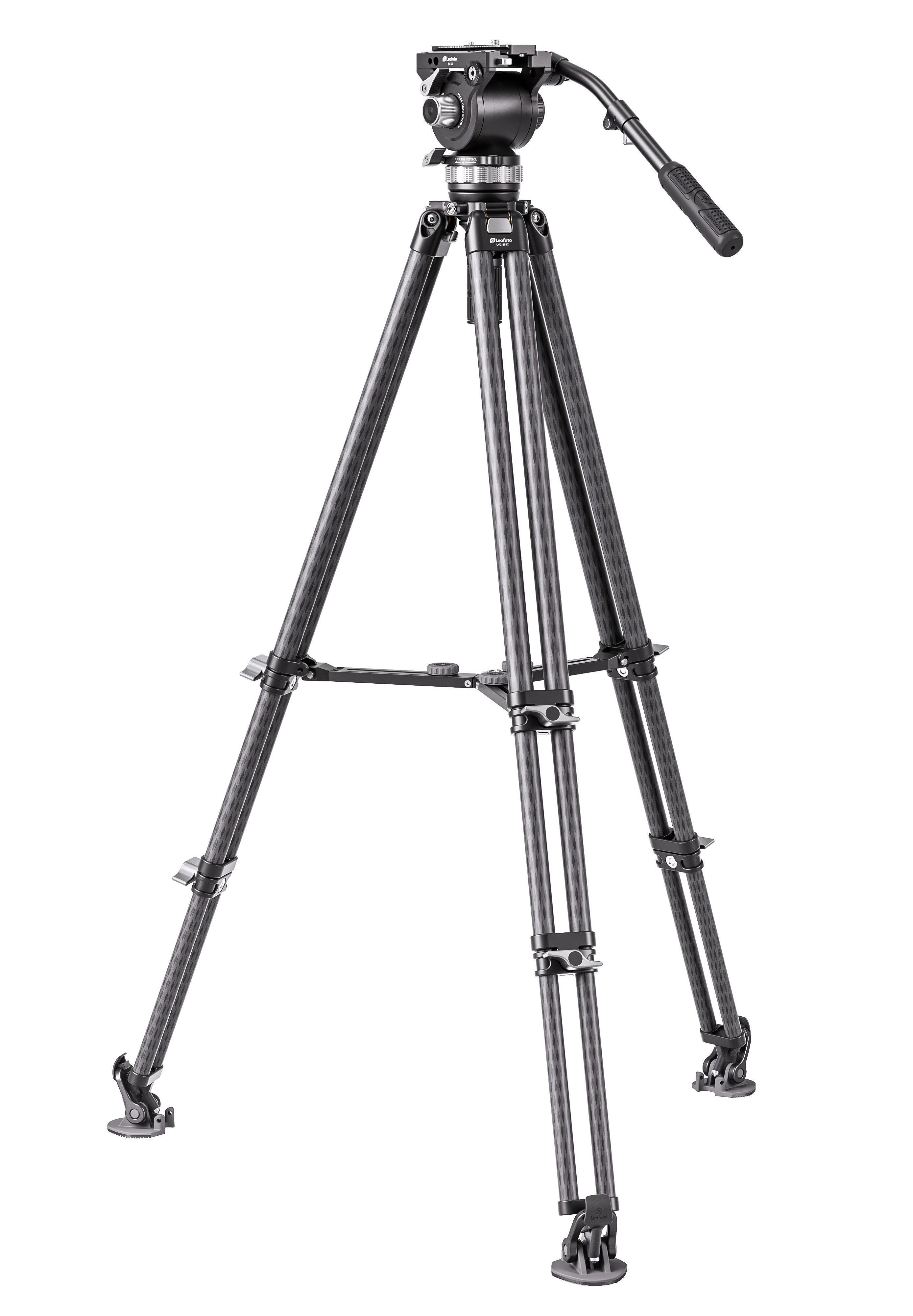 Leofoto LVC-253C+BV-20K (Knob Clamp) Dual-Tube Video Tripod with Fluid Head Set  | 75mm Integrated Bowl with Leveling Base and Handle