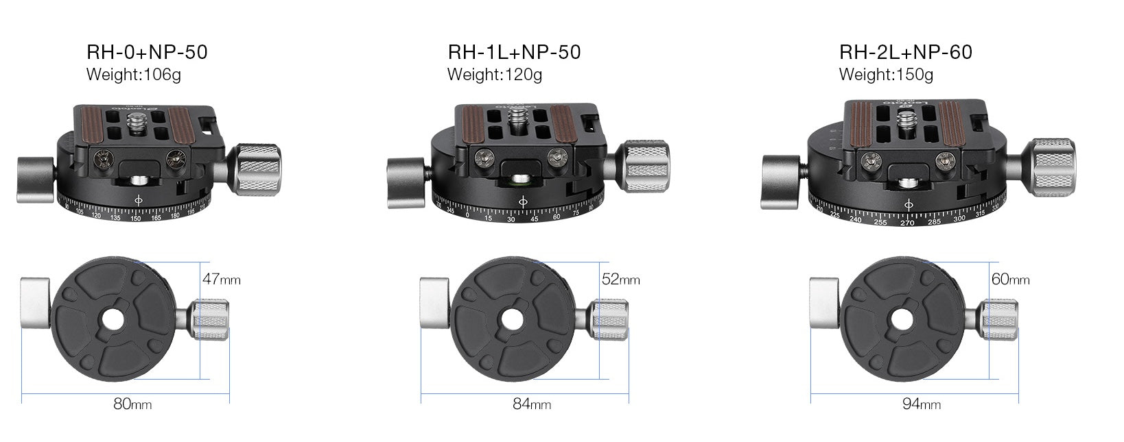 Leofoto RH Series Panning Knob-Control Clamp | Arca Compatible