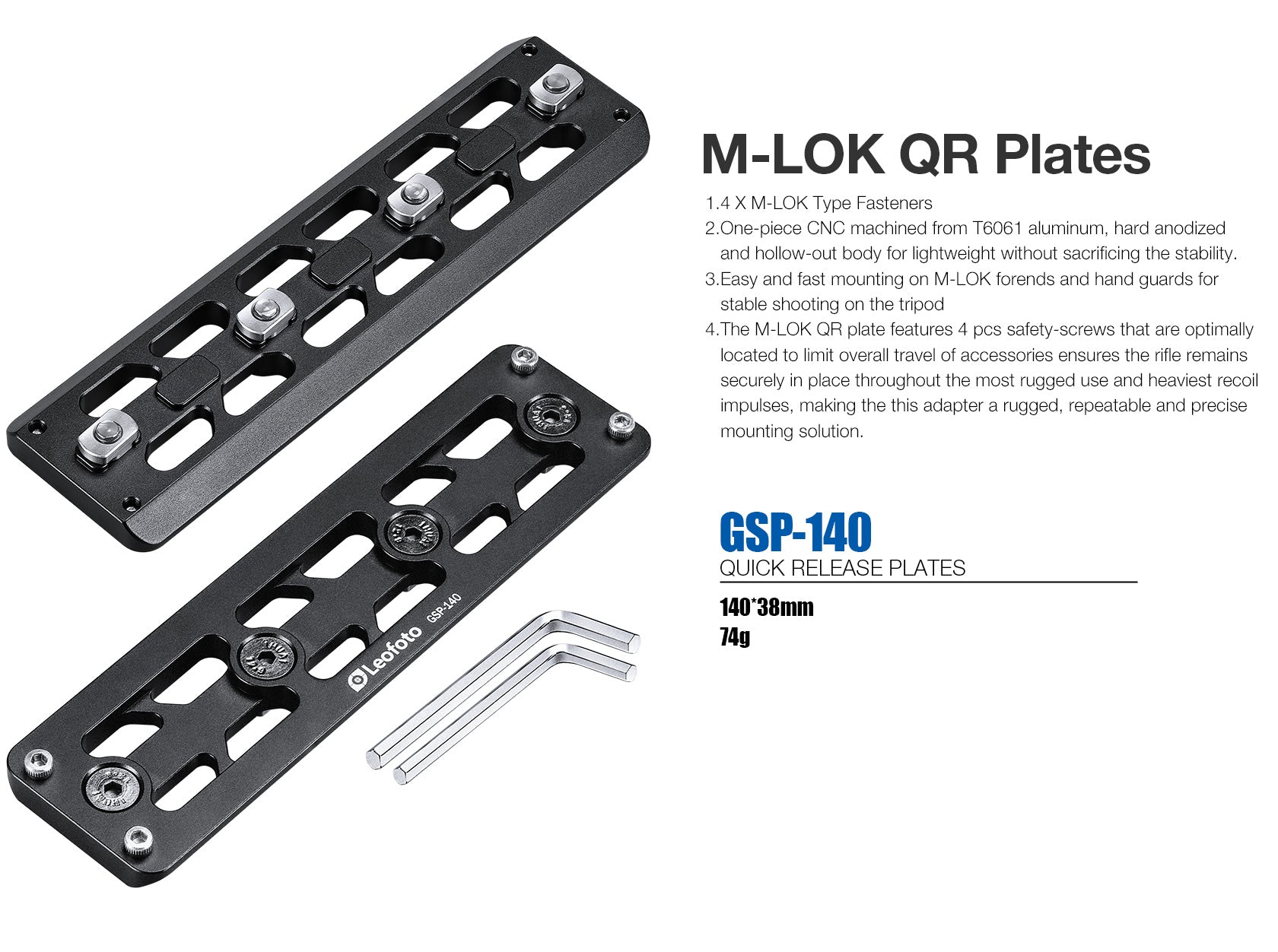 Leofoto GSP-80 / GSP-140 / GSP-240 / GSP-300 M-LOK QR Plates | Arca