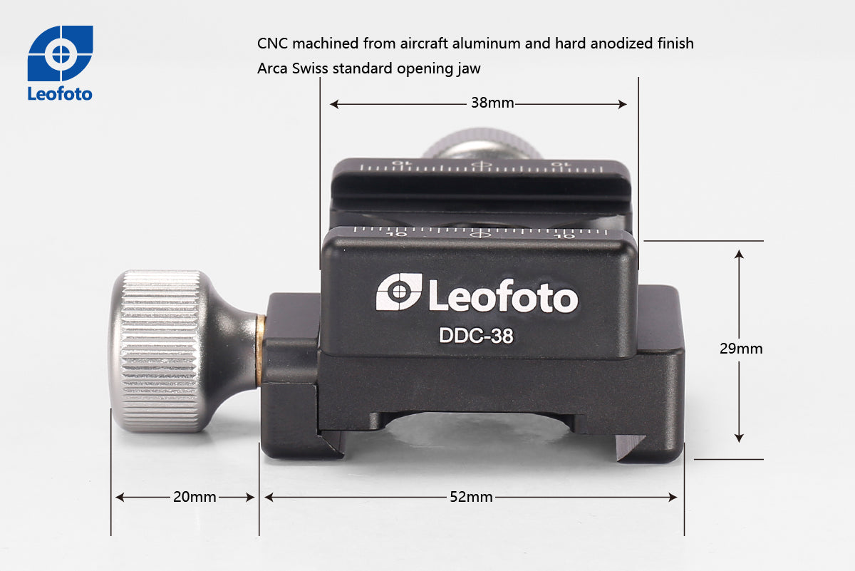 Leofoto DDC-38 + BPL-50N Bidirectional Subtend Double Clamp MINI CLAMP