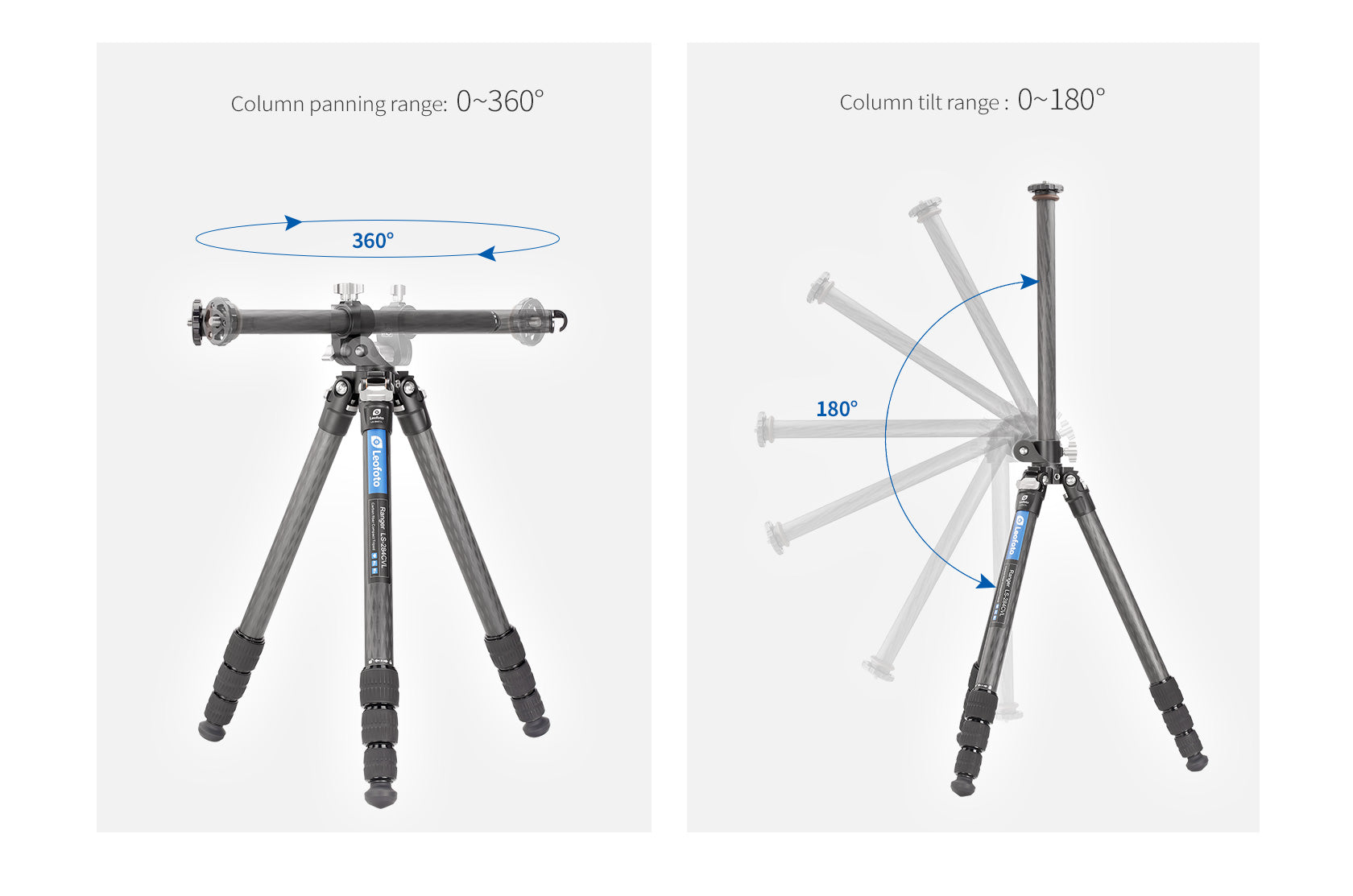 Leofoto LS-284CVL Professional Light Weight Carbon Fiber Tripod with  Lateral Center Column Twist Lock