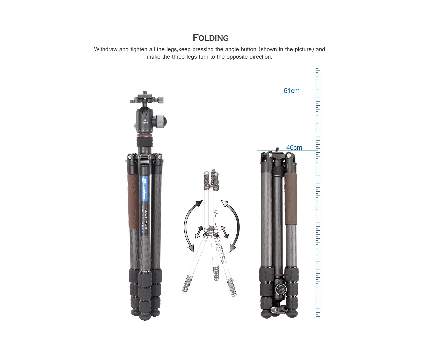 Leofoto LX-284CT + XB-38 Reversible Travel Tripod with Ball Head Set