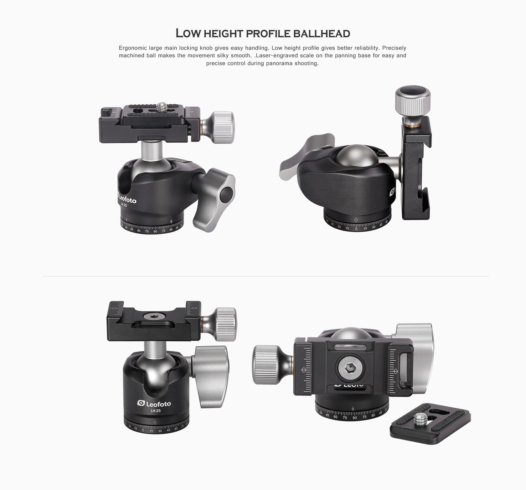 Leofoto MP-285C Monopod + LH-25 Mini Low Profile Ball Head Kit