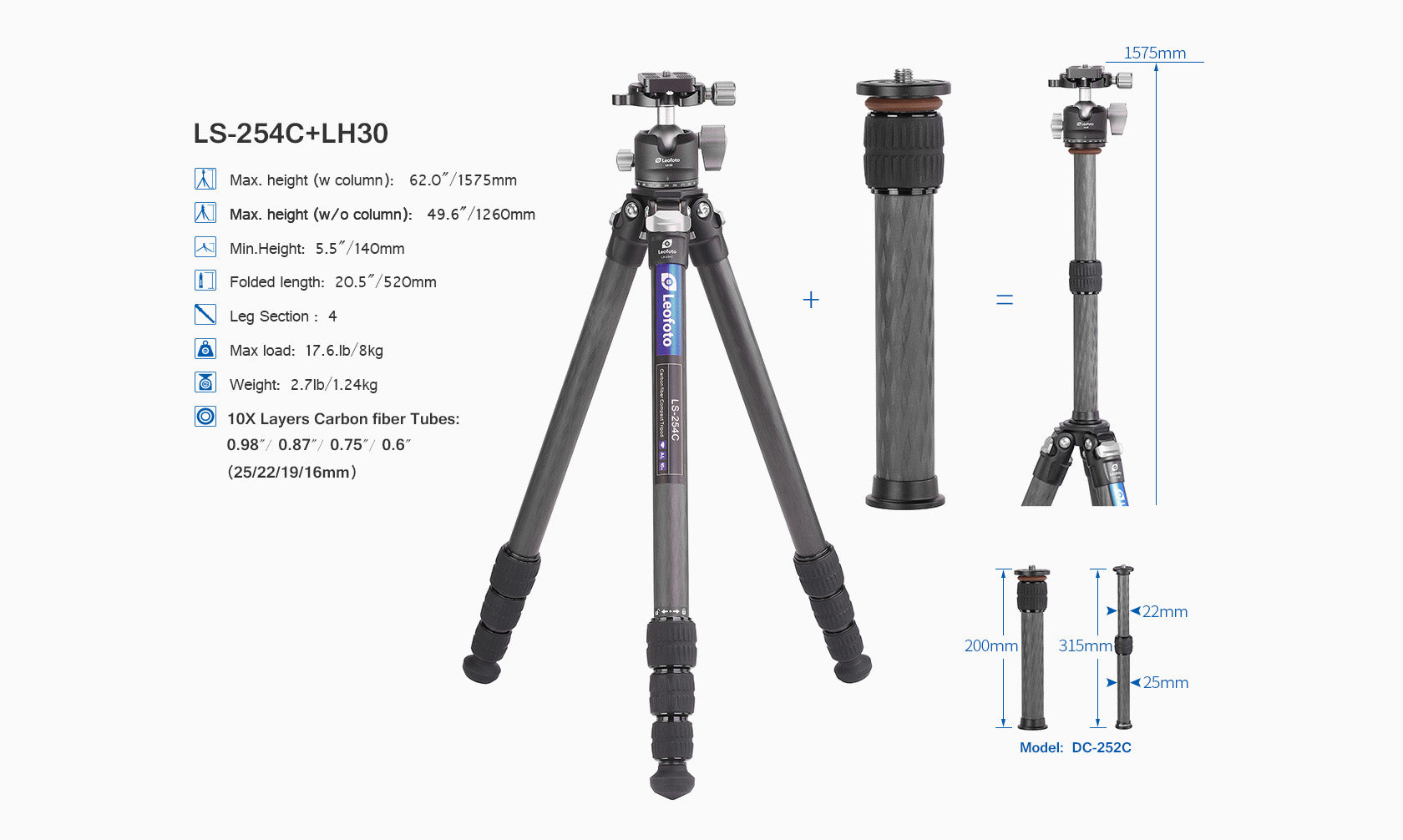 Leofoto LS-254C Ranger Series Tripod Set