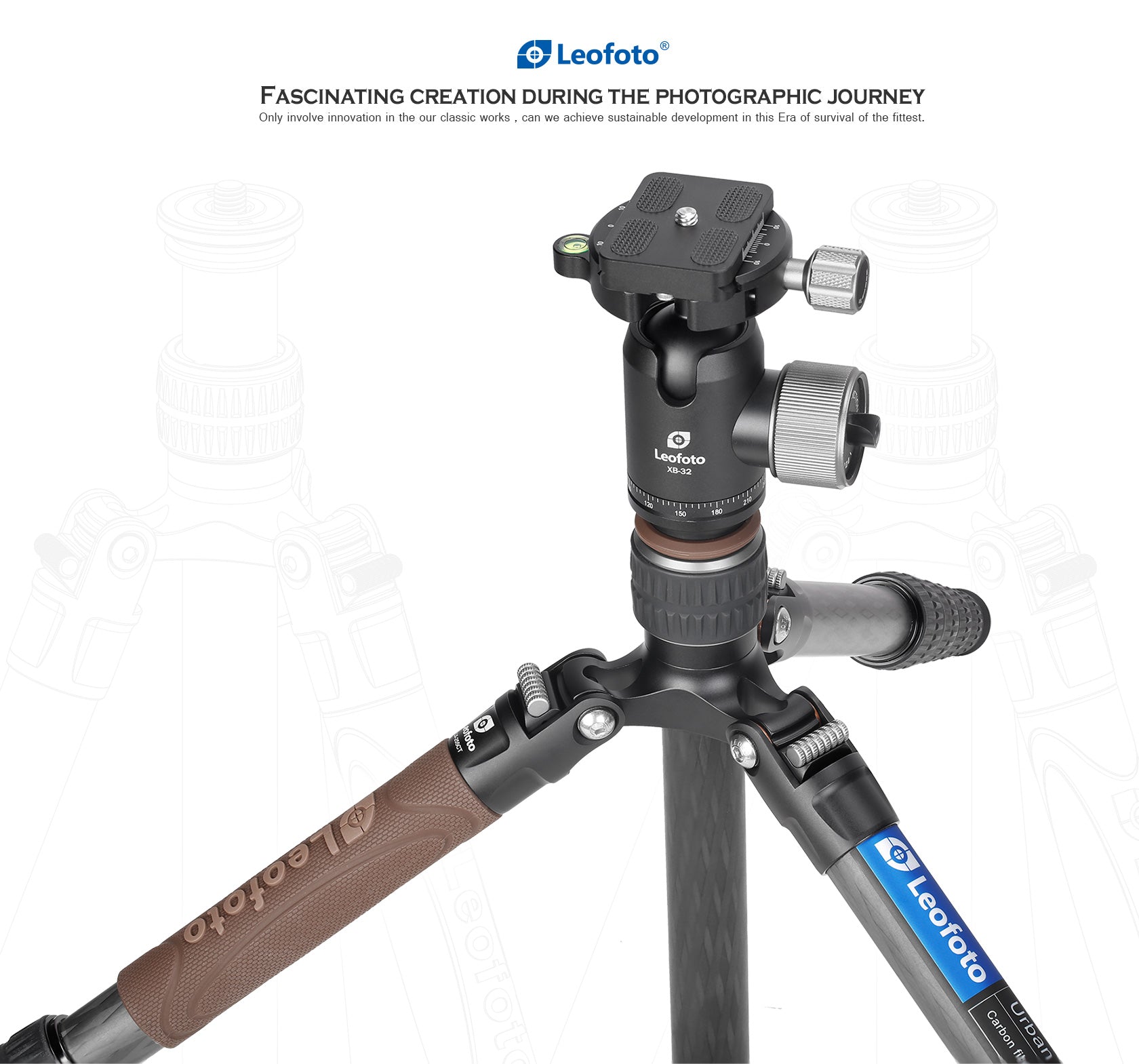 Leofoto LX-255CT + XB-32 Reversible Travel Tripod with Ball Head Set