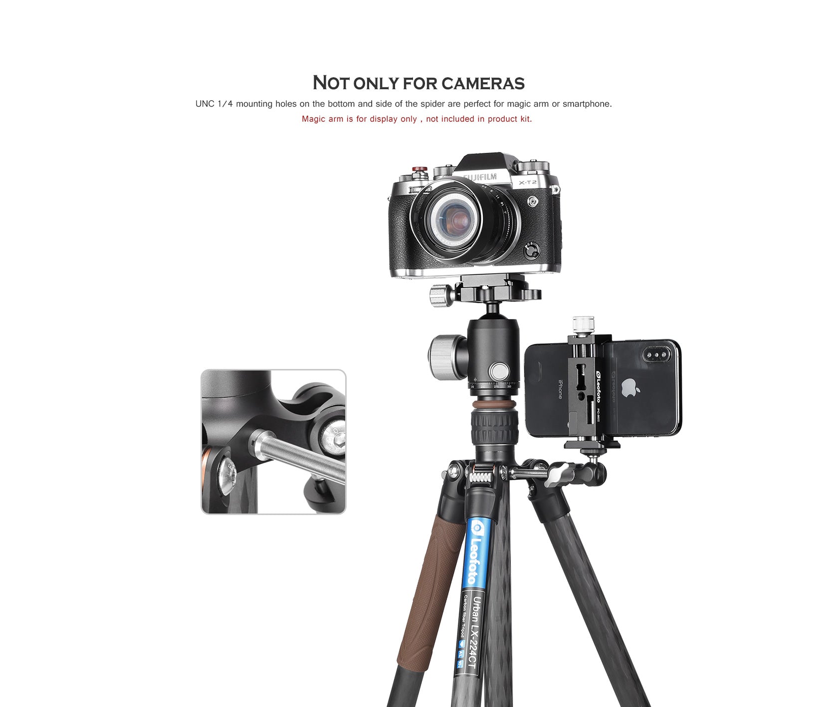 Leofoto LX-224CT + XB-32Q Reversible Travel Tripod with Ball Head Set