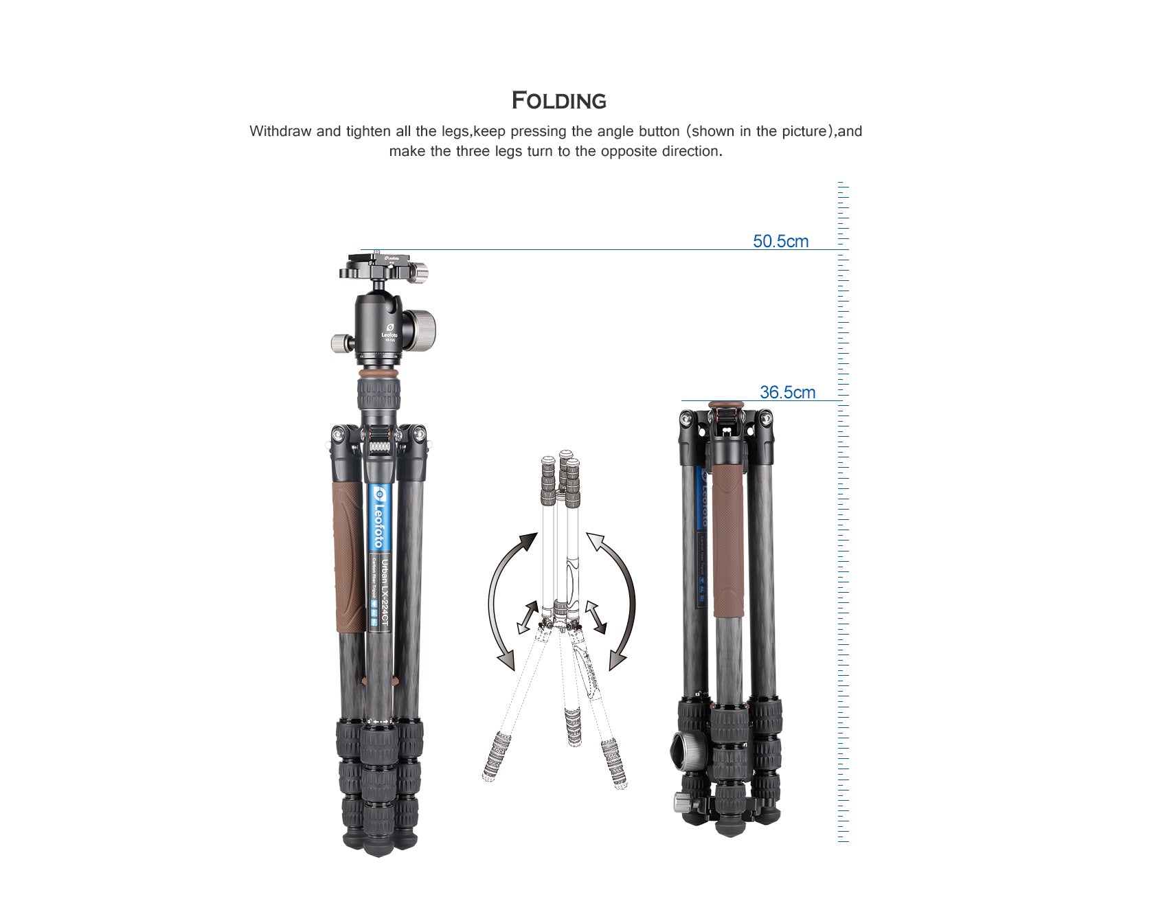 Leofoto LX-224CT + XB-32Q Reversible Travel Tripod with Ball Head Set