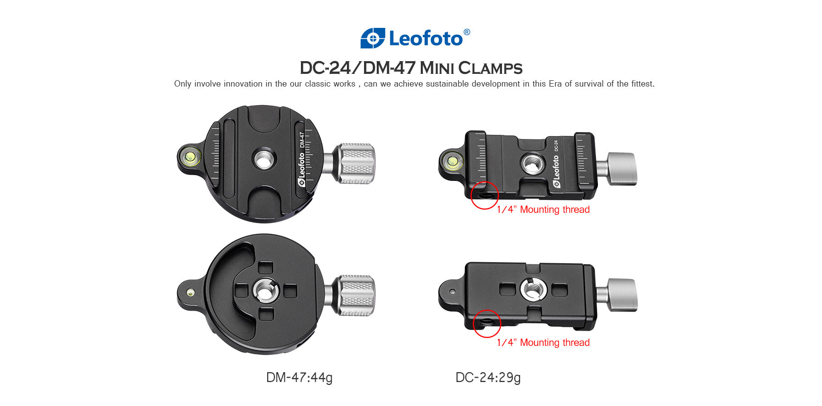 Leofoto DC-24 / DM-47 24mm/47mm Screw-Knob Clamp Arca Compatible