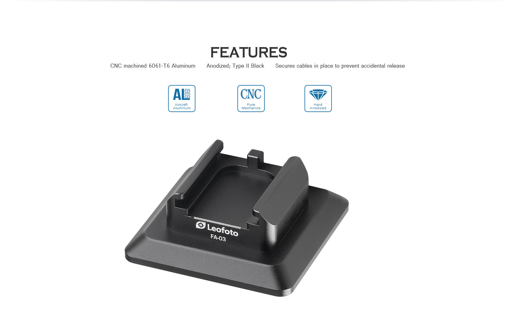 Leofoto FA-03 Flash Cold Shoe Conversion Adapter for ARCA Clamps