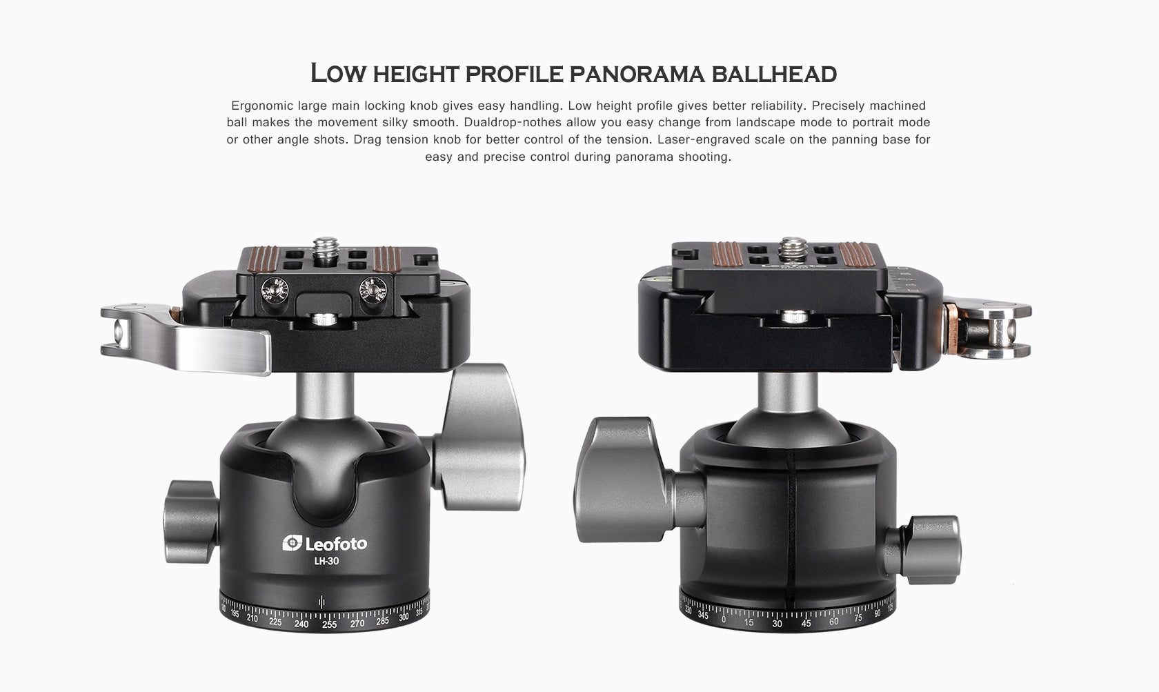 Leofoto LH-30LR Ball Head with LR-50 Lever-Release Clamp | Arca Compat