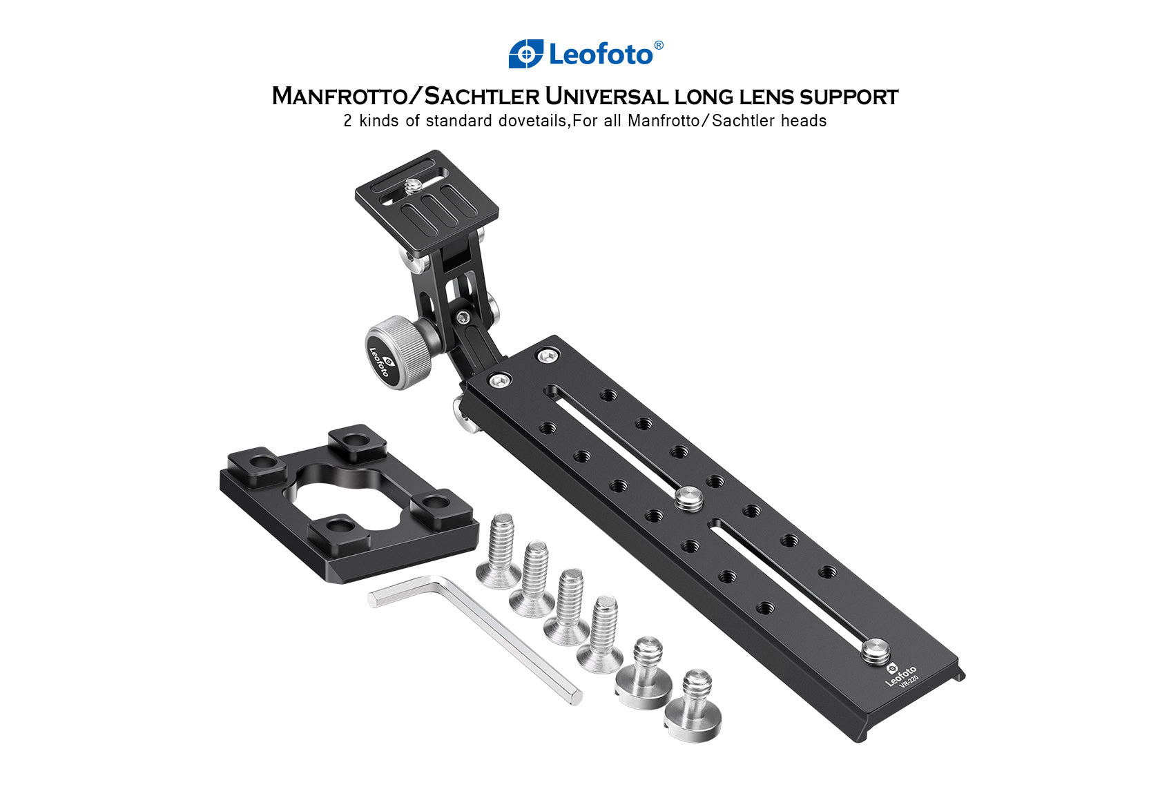 Leofoto VR-220 / VR-380 Long Lens Support for Manfrotto/ Sachtler Tripod Head