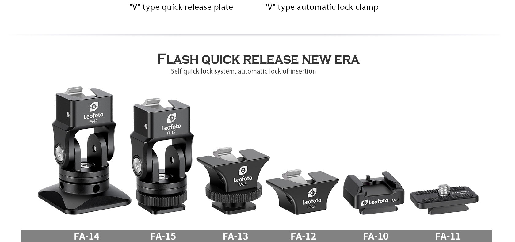 Leofoto FA-15+FA-10 Kit QR Tilting & Pivoting Cold Shoe Flash Adapter