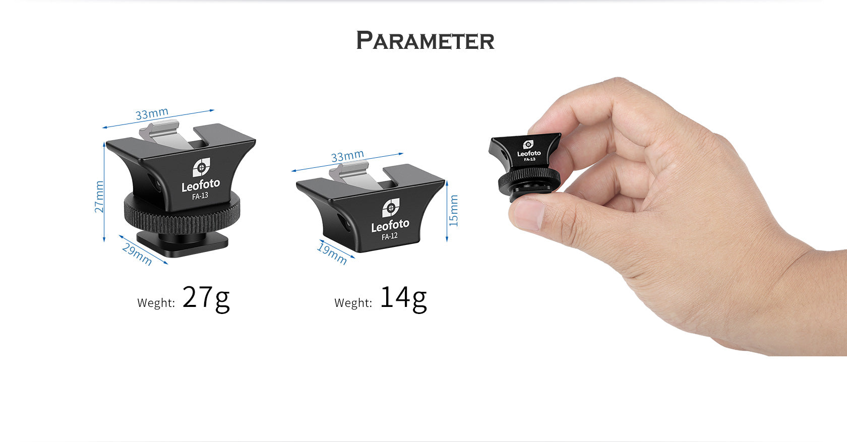 Leofoto FA-12+FA-10 / FA-13+FA-10 Cold Shoe and Hot Shoe