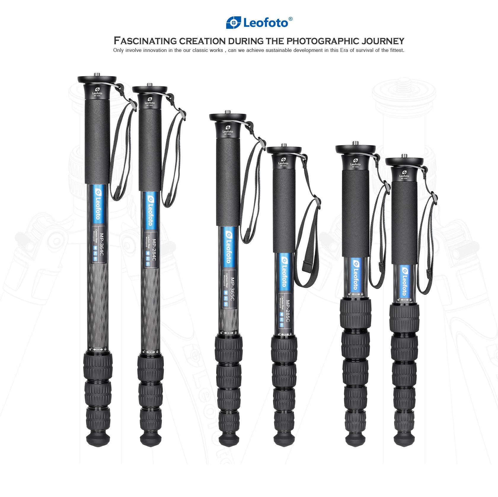 Leofoto MP Series Carbon Fiber Monopod + VH-10S Two Way Tilt Head Set