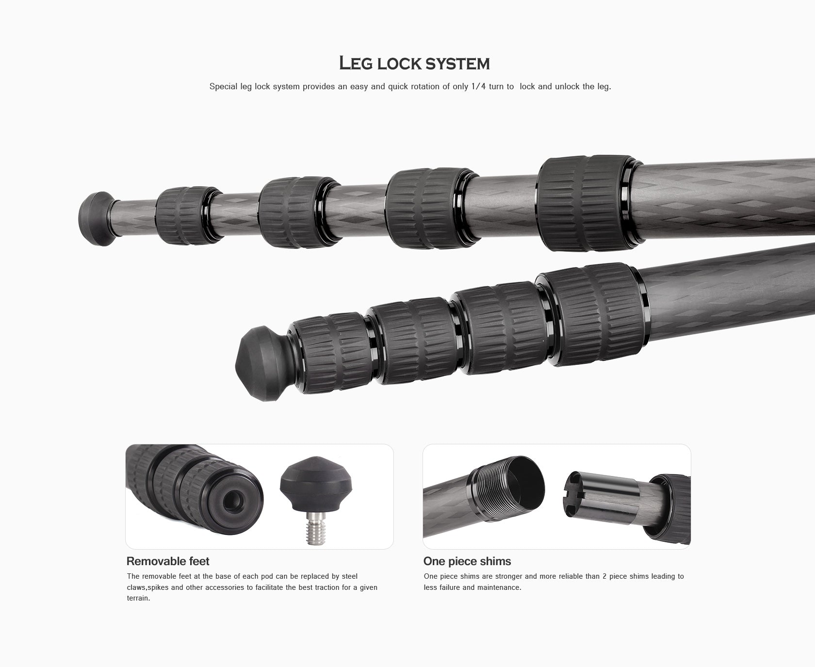 Leofoto MP Series Carbon Fiber Monopod + VH-10S Two Way Tilt Head Set