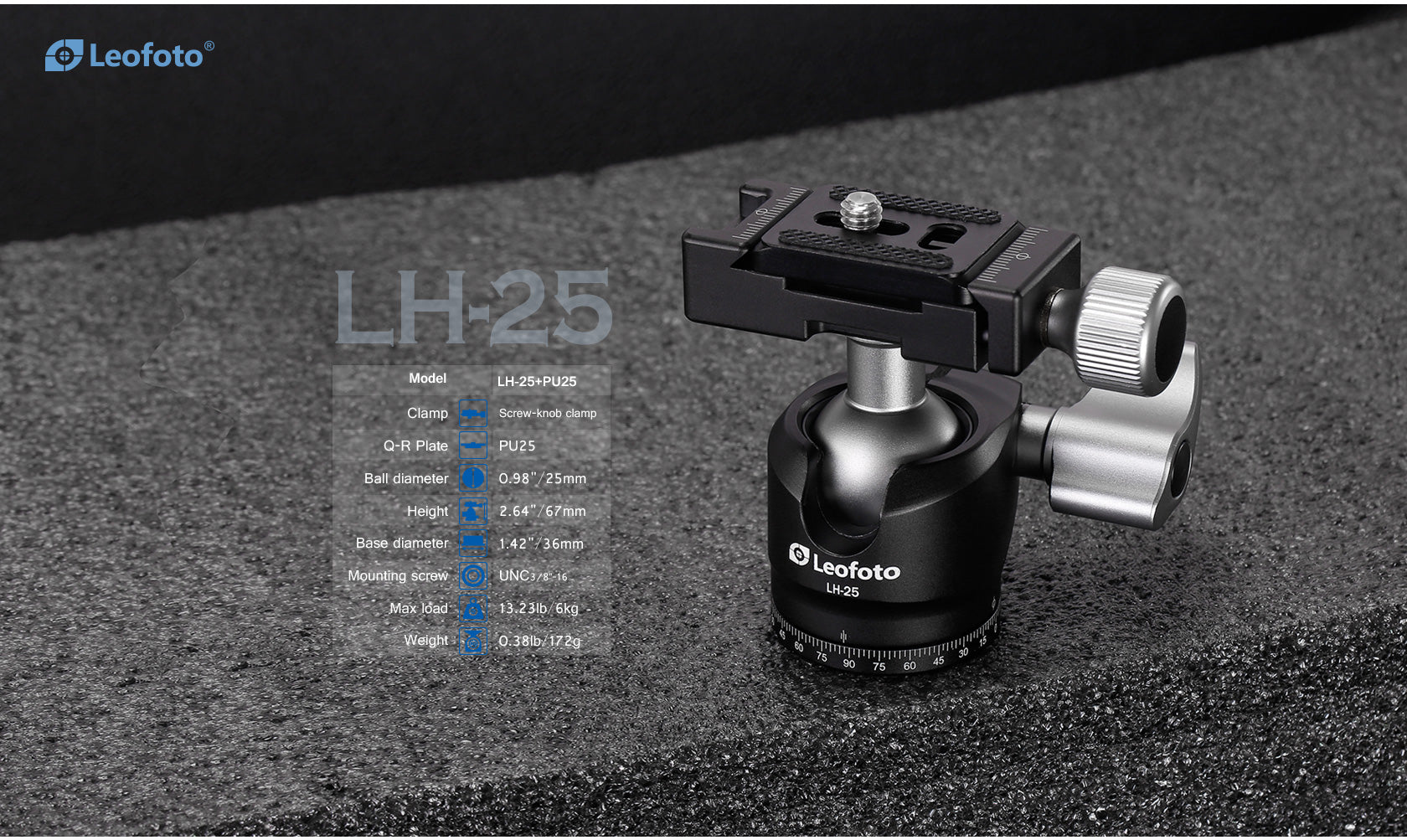 Leofoto LH-25 Mini Ball Head + QR Plate | Arca Compatible
