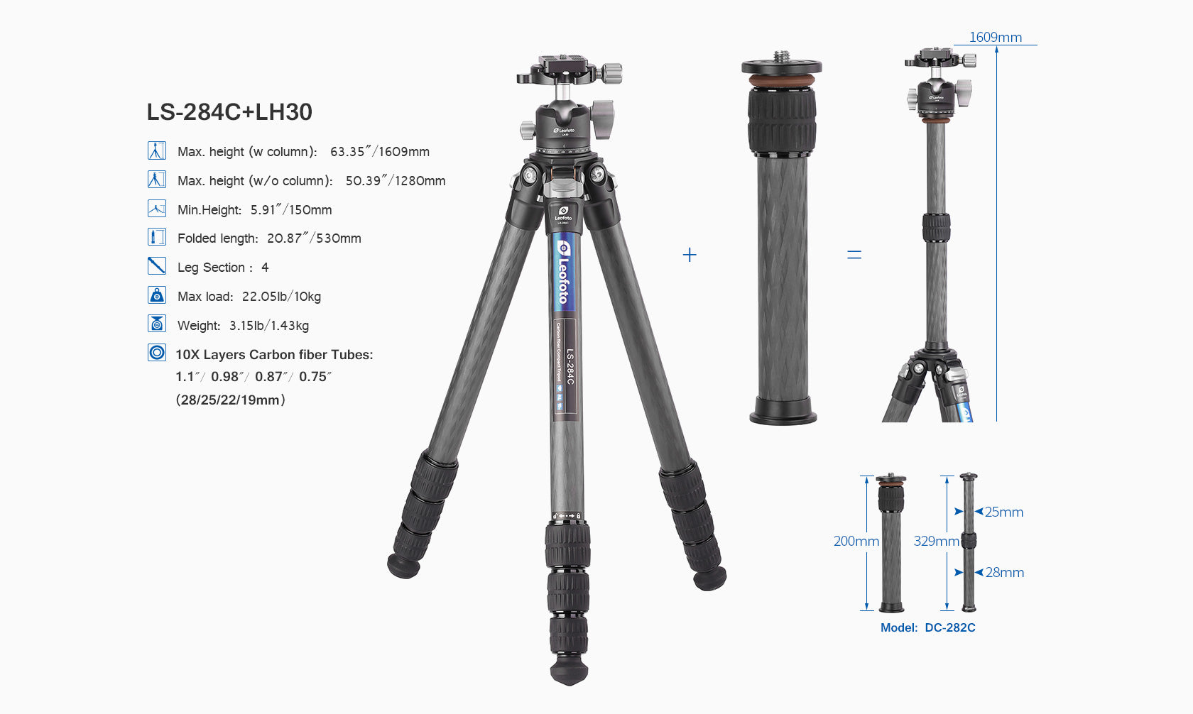 Comprar Leofoto - LS-284C + rótula LH30 Kit Trípode al mejor precio -  Provideo