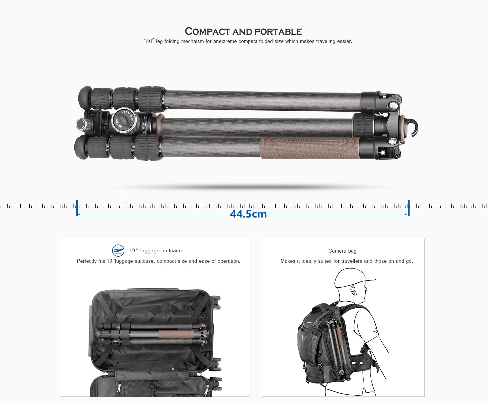 Leofoto LX-254CT + XB-32 Reversible Travel Tripod with Ball Head Set