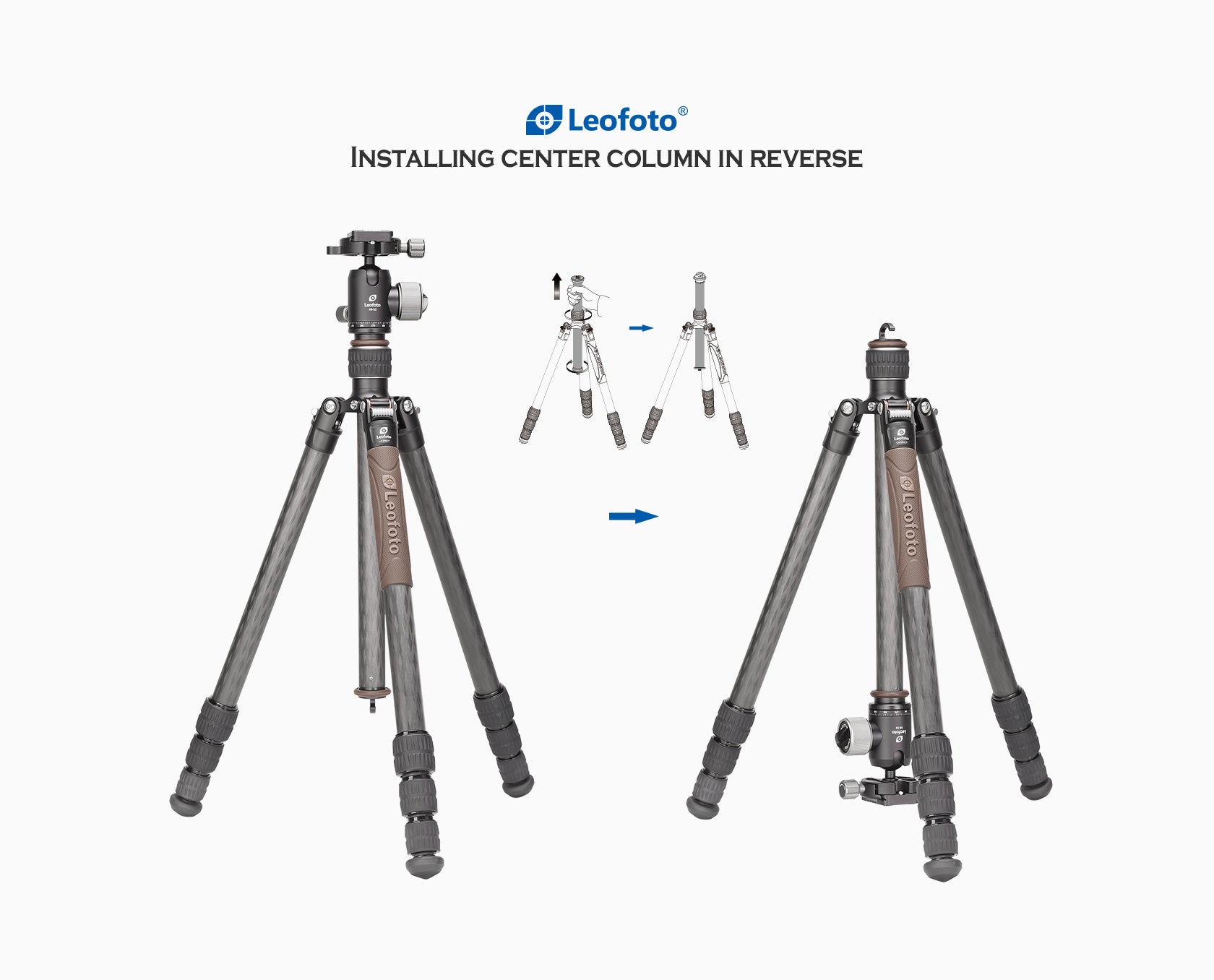 Leofoto LX-254CT + XB-32 Reversible Travel Tripod with Ball Head Set